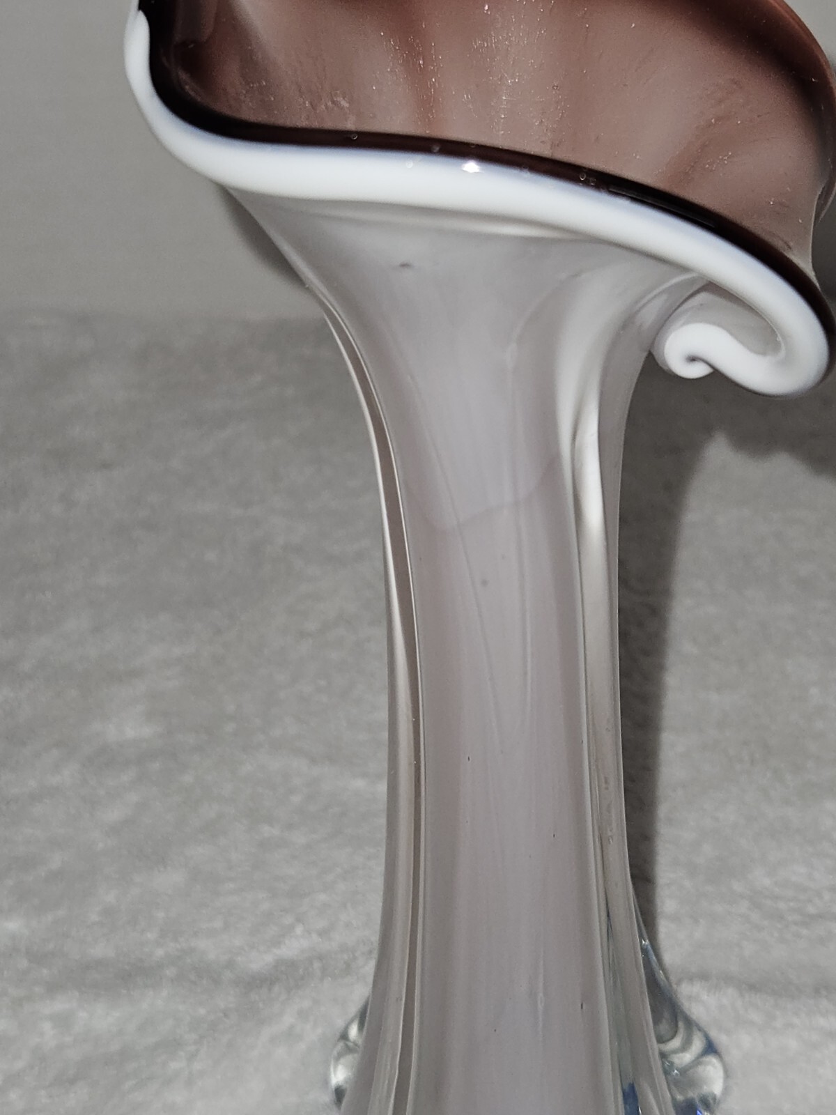 Jack In The Pulpit Vase 7.5″ Amethyst White And Blue Hand Blown Glass Art