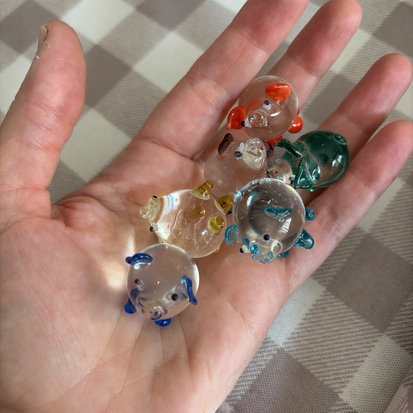 Vintage Mini Hand Blown Glass Pigs