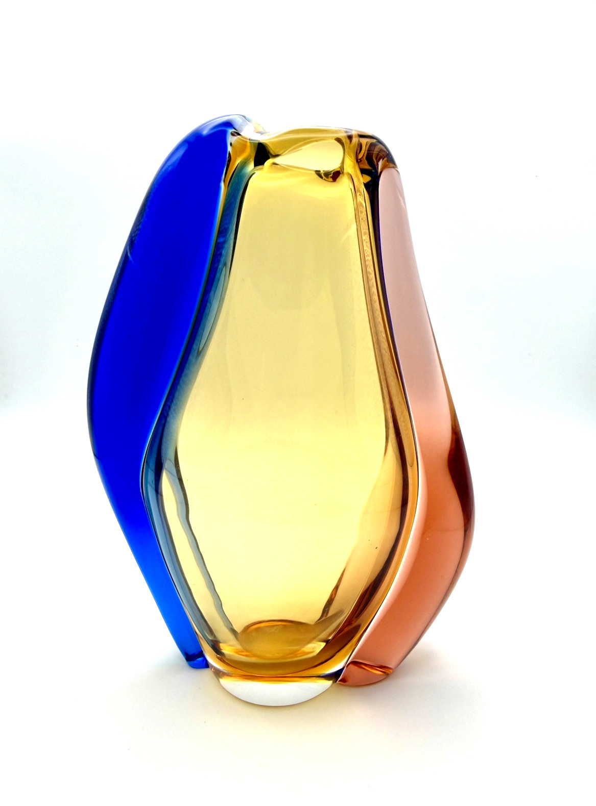 Vtg Bohemian Art Glass Vase Swirled Thick Czechoslovakia Machovska
