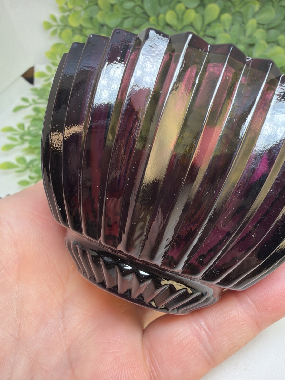 Fenton Ribbed Amethyst Purple Carnival Glass Trinket Jewelry Box Fabulous