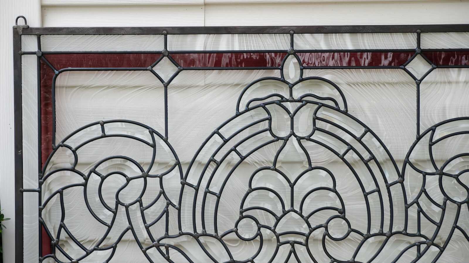 Handcrafted stained glass Clear Beveled window panel 34″W x 20″H