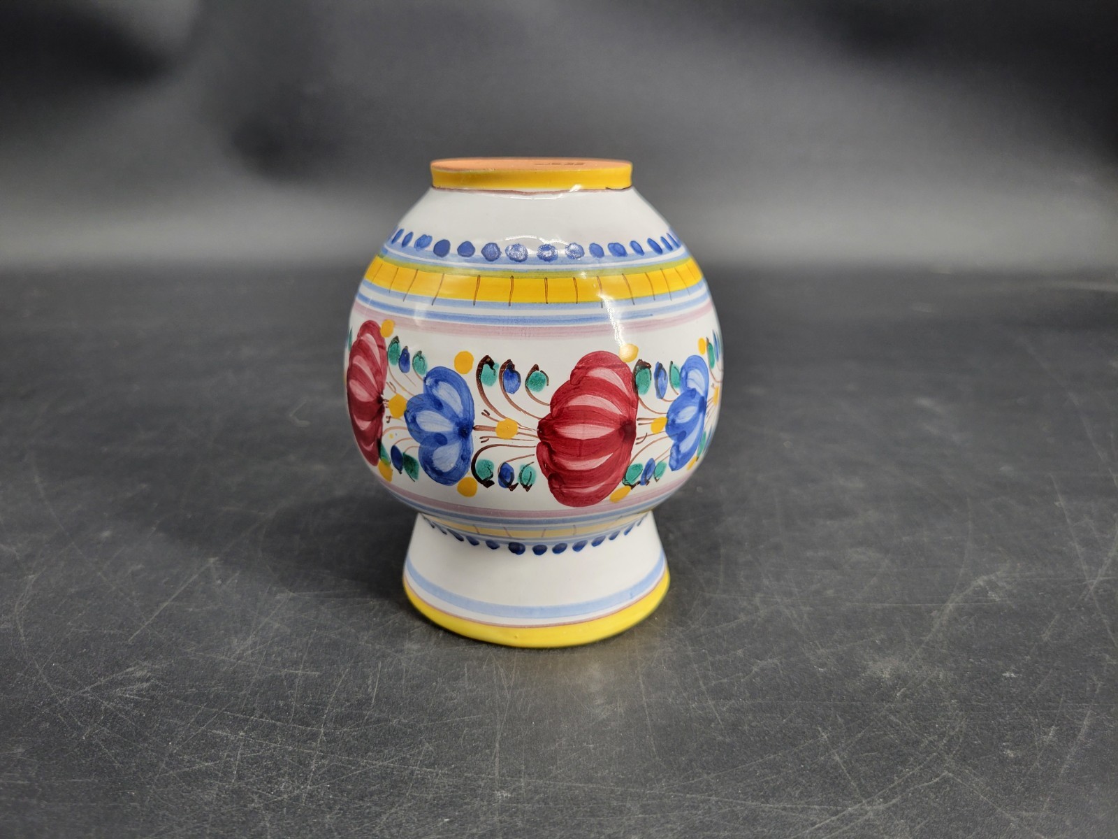 Small Handmade Floral Pottery Vase 4.5 Inches Tall Signed By the Artist