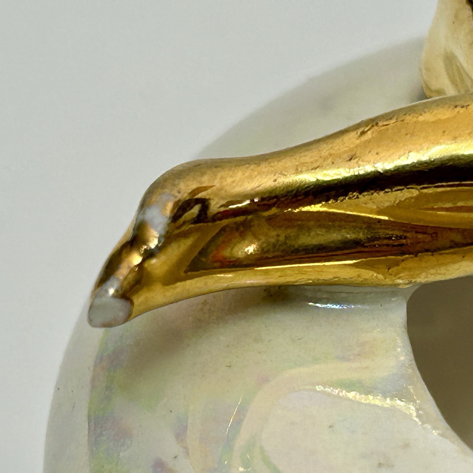 Gold Nude Lady Figural Iridescent Lusterware Ceramic Ashtray Japan 1950s VTG