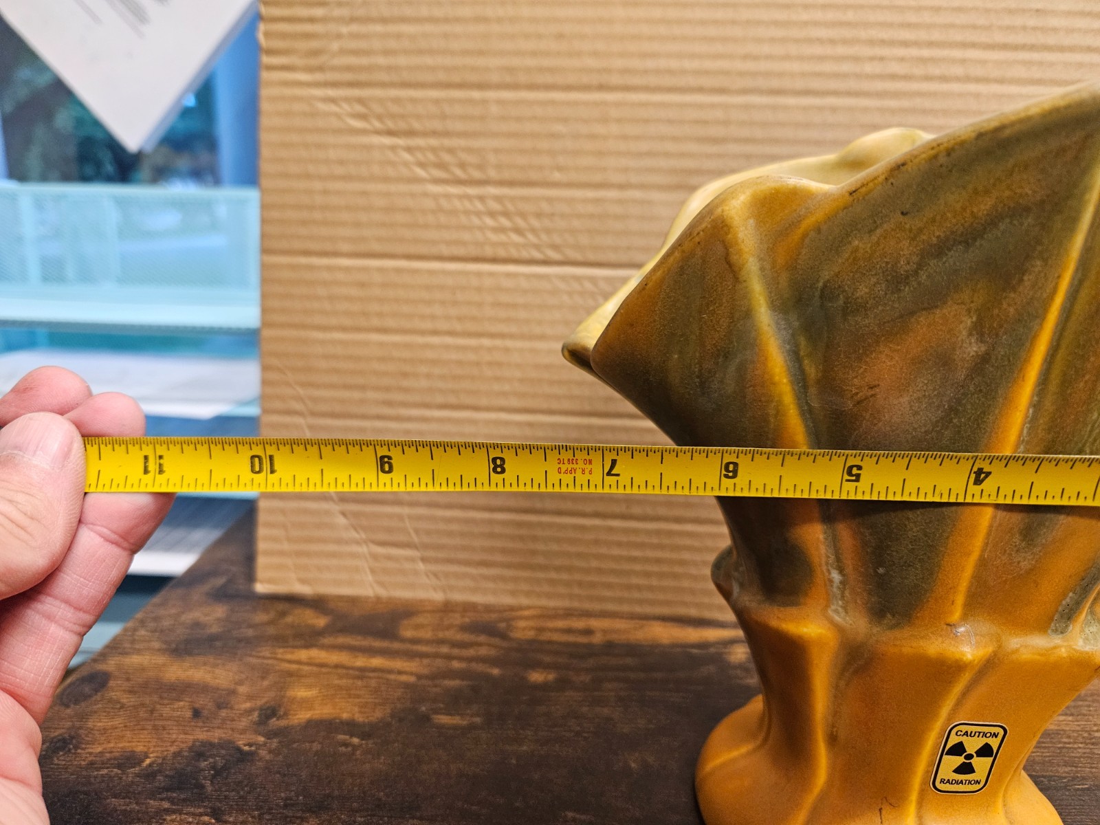 Spicy 13,000 CPM, Vintage Uranium Glazed Fan Vase, Comes with Radioactive Decals