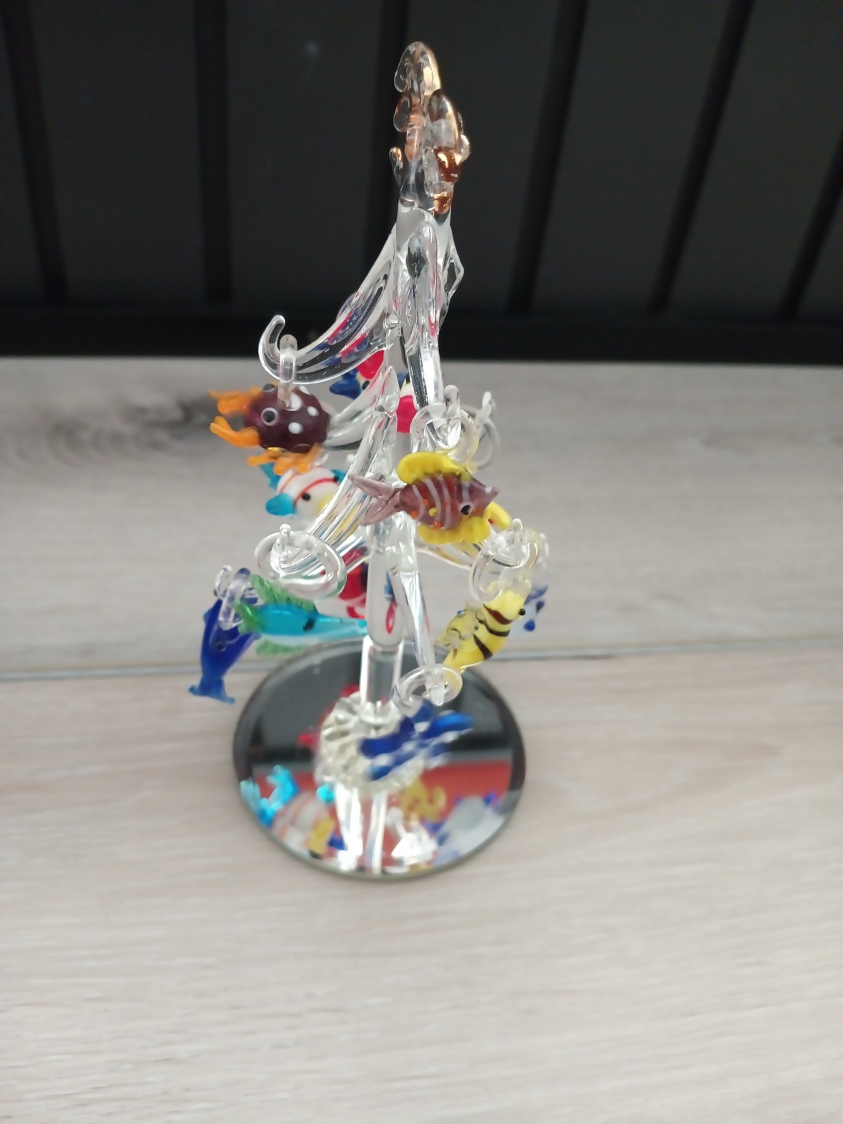 Stunning Blue Sea Life Glass Christmas Tree Hand-Blown 7.75″ Nautical Decor READ