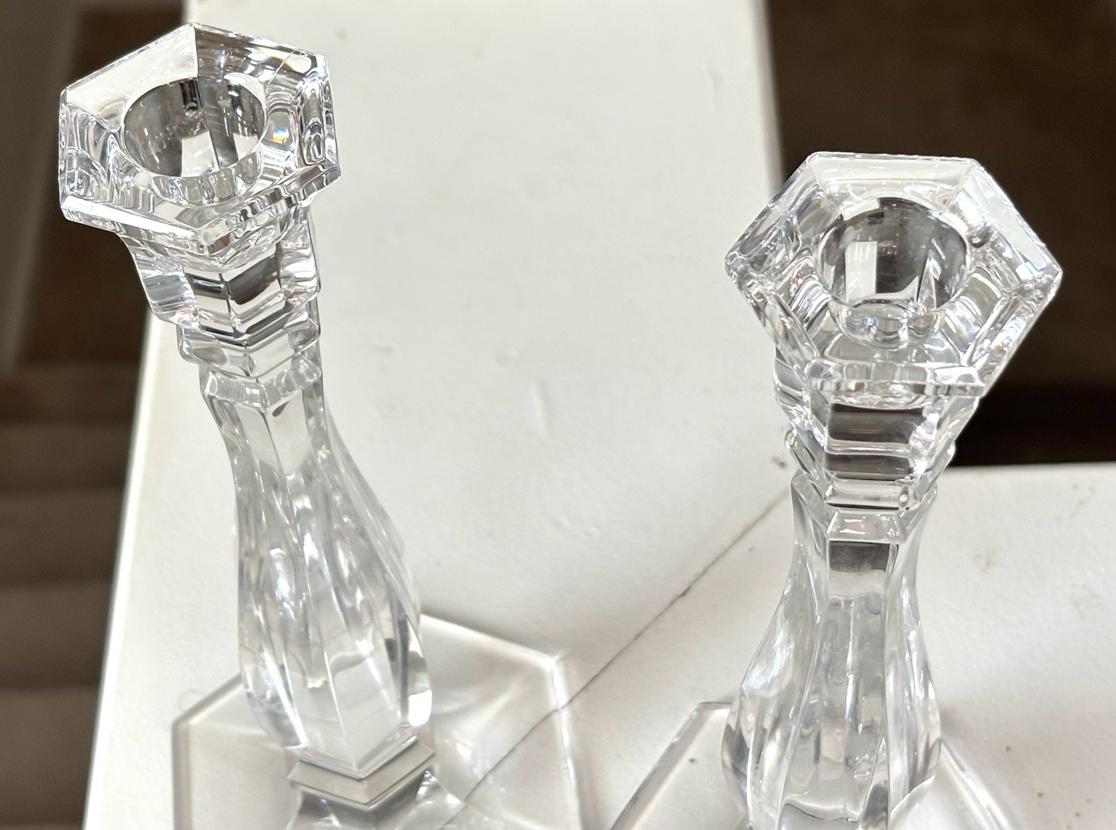 Tiffany & Co. Richmond Crystal Candlestick Holders Set of 2 Pair 9.25”