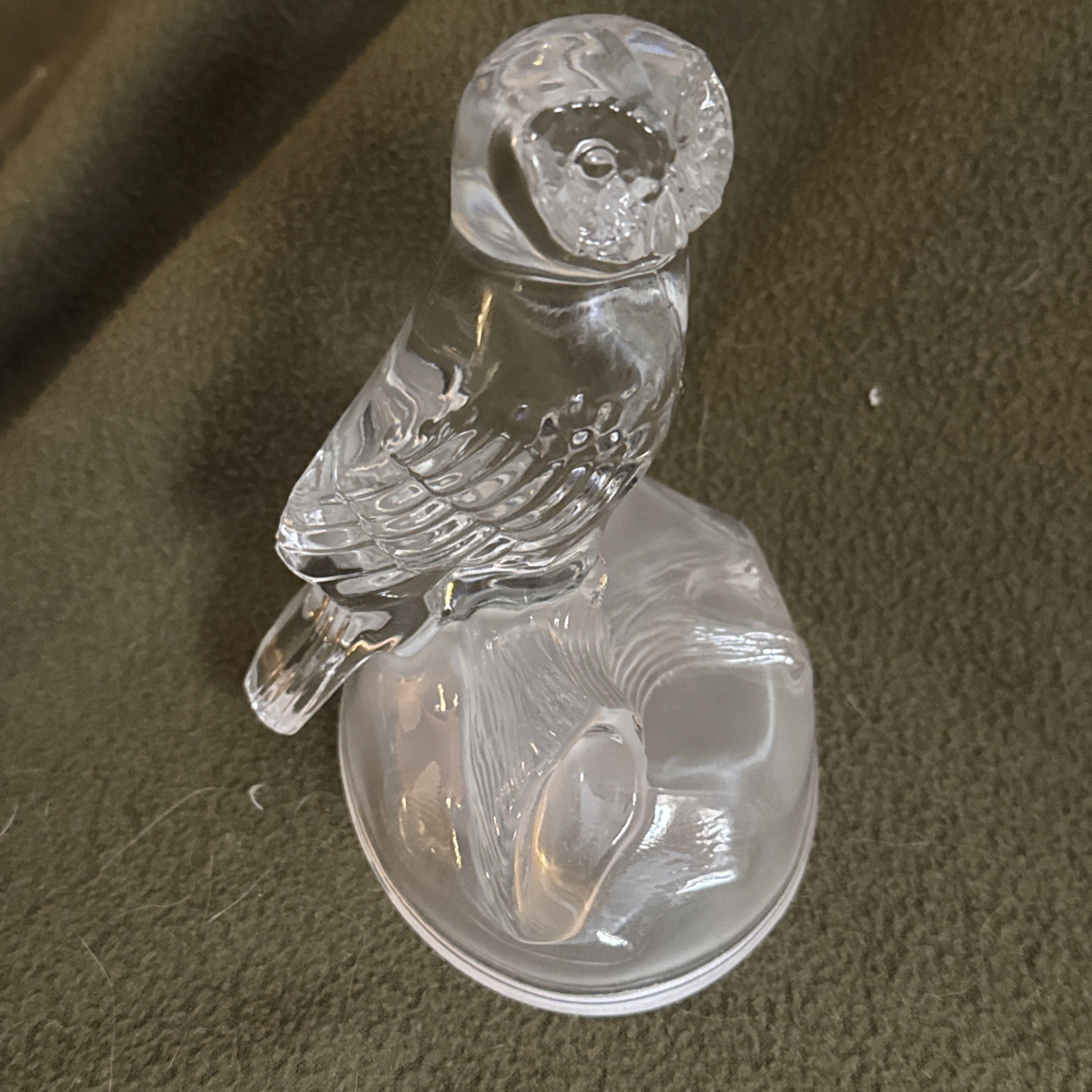 Vintage Cristal D’Arques-Durand Lead Crystal Owl With Frosted Base Very Heavy!