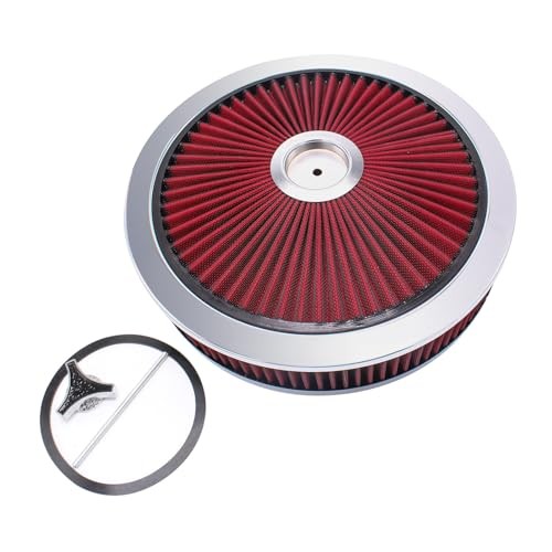 14″ x 3″ Round High Flow Washable Air Cleaner Filter Assembly w/Chrome Flow