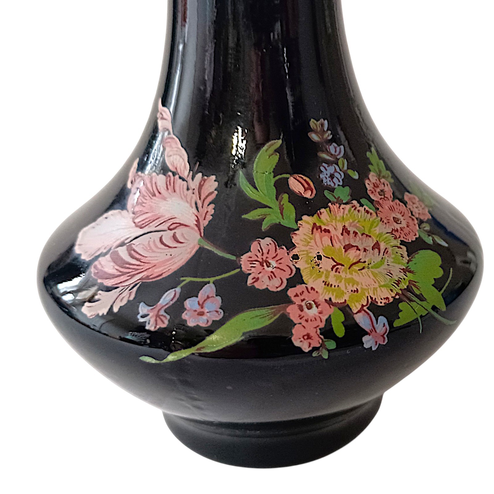 Vintage Floral Black Amethyst Floral Bud Vase Ruffled Fluted Top Edge Victorian
