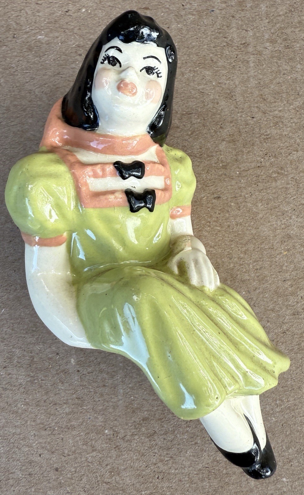 Ceramic Arts Studio Kissing Girl Green Dress 5 Inch SHELF SITTER 1940-1955