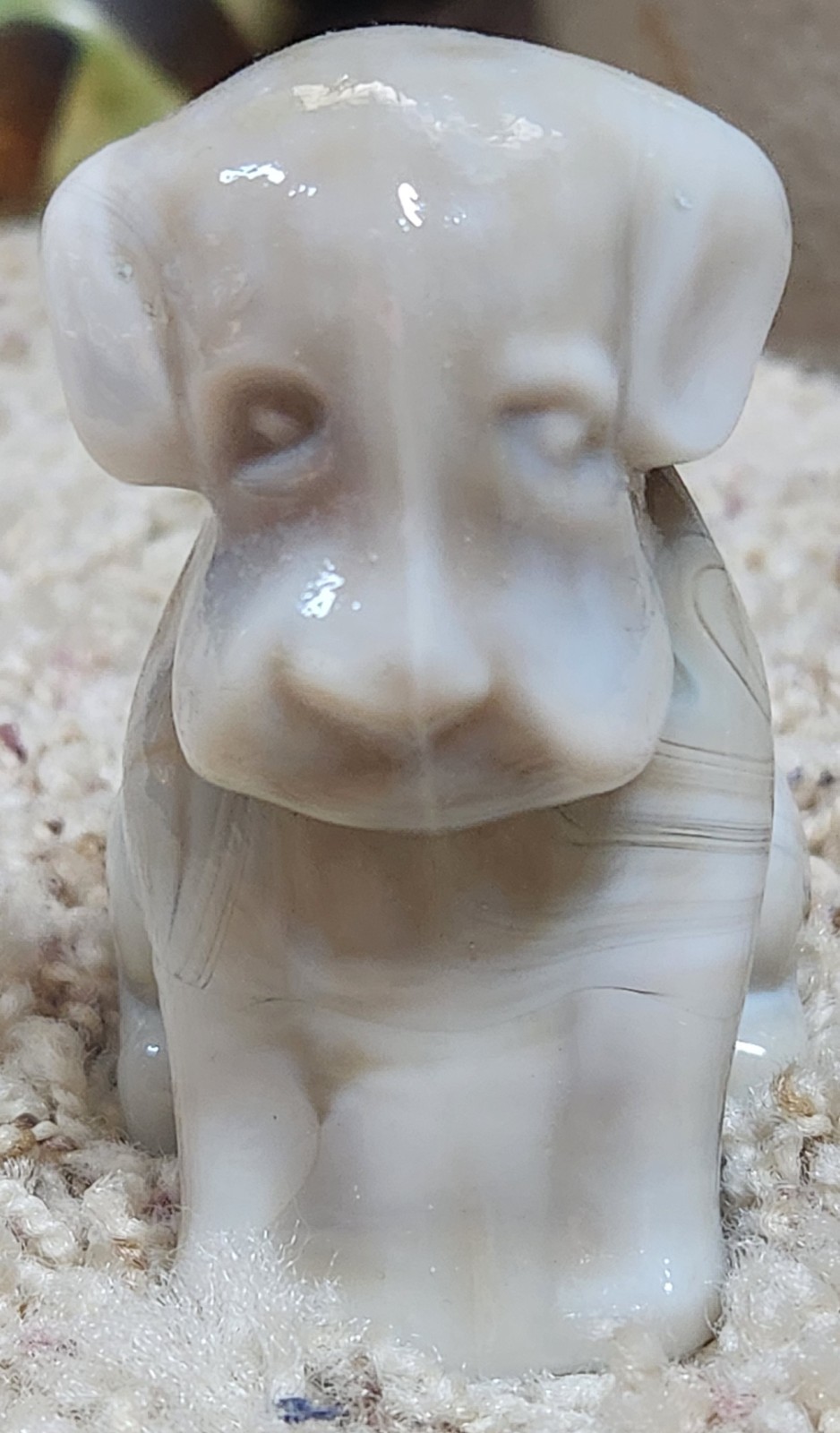 Vtg Degenhart Art Glass 3″ POOCHE #69 Dapple Gray Light Figurine Paperweight