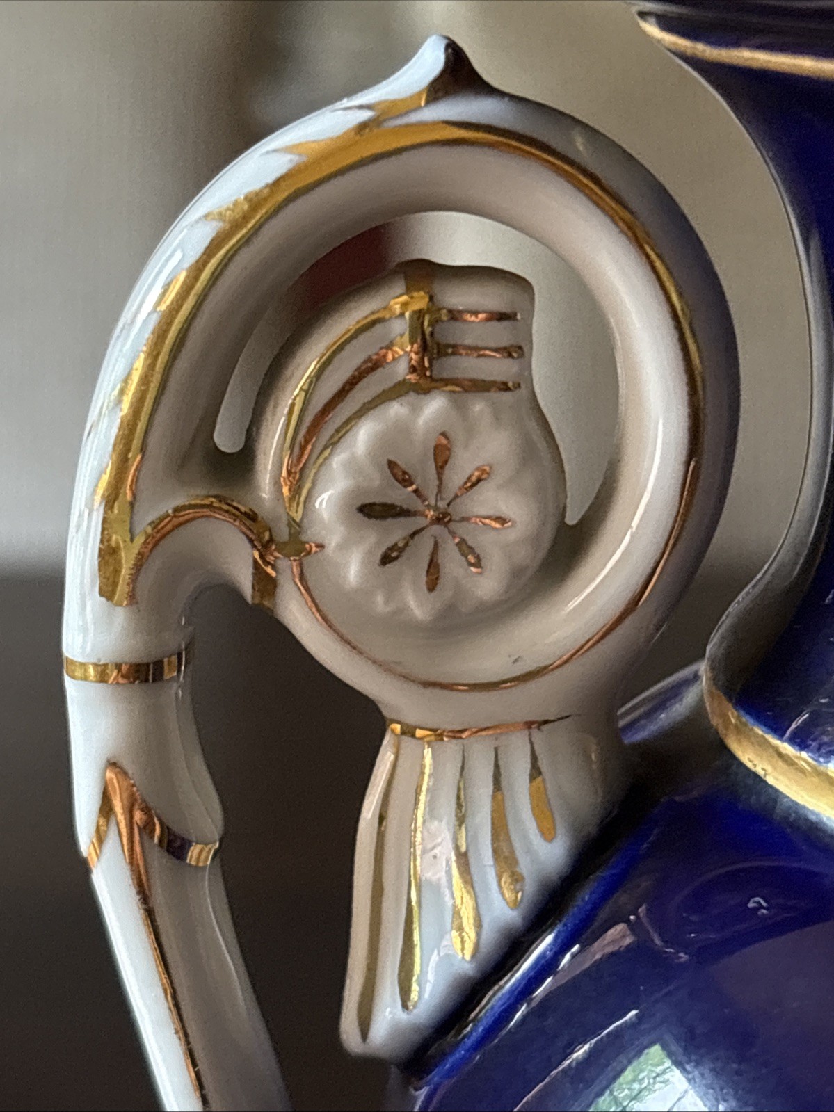 Meissen Porcelain Cobalt Blue & Floral Amphora Vase – 9”-1st Choice,MINT