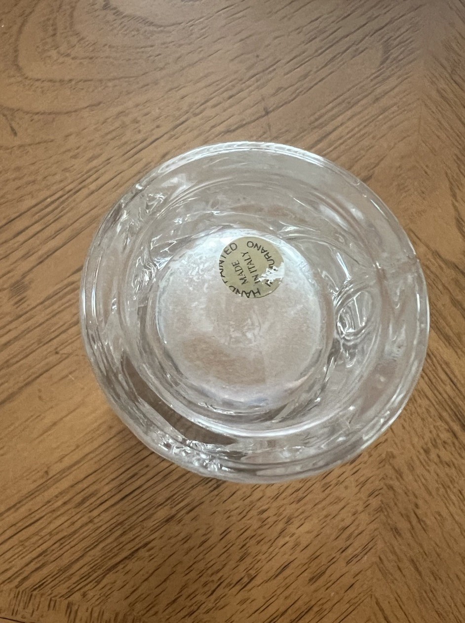 Vintage Murano Glass Crystal Zecchin Made in Italy Clear 7.5” Flower Vase Rare