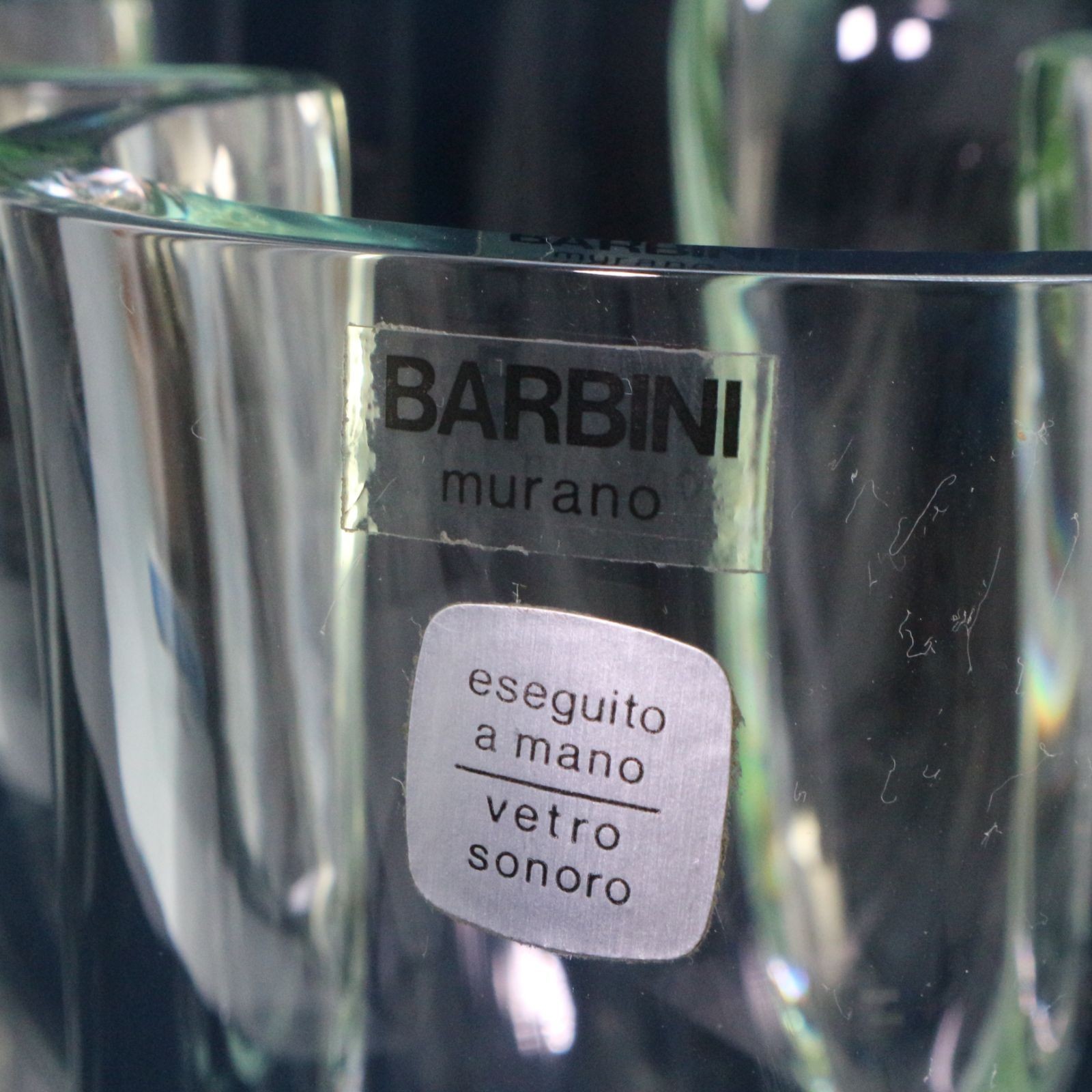 Murano Glass Barbini Flower Vase Hand-blown Glass Clear Interior Italy