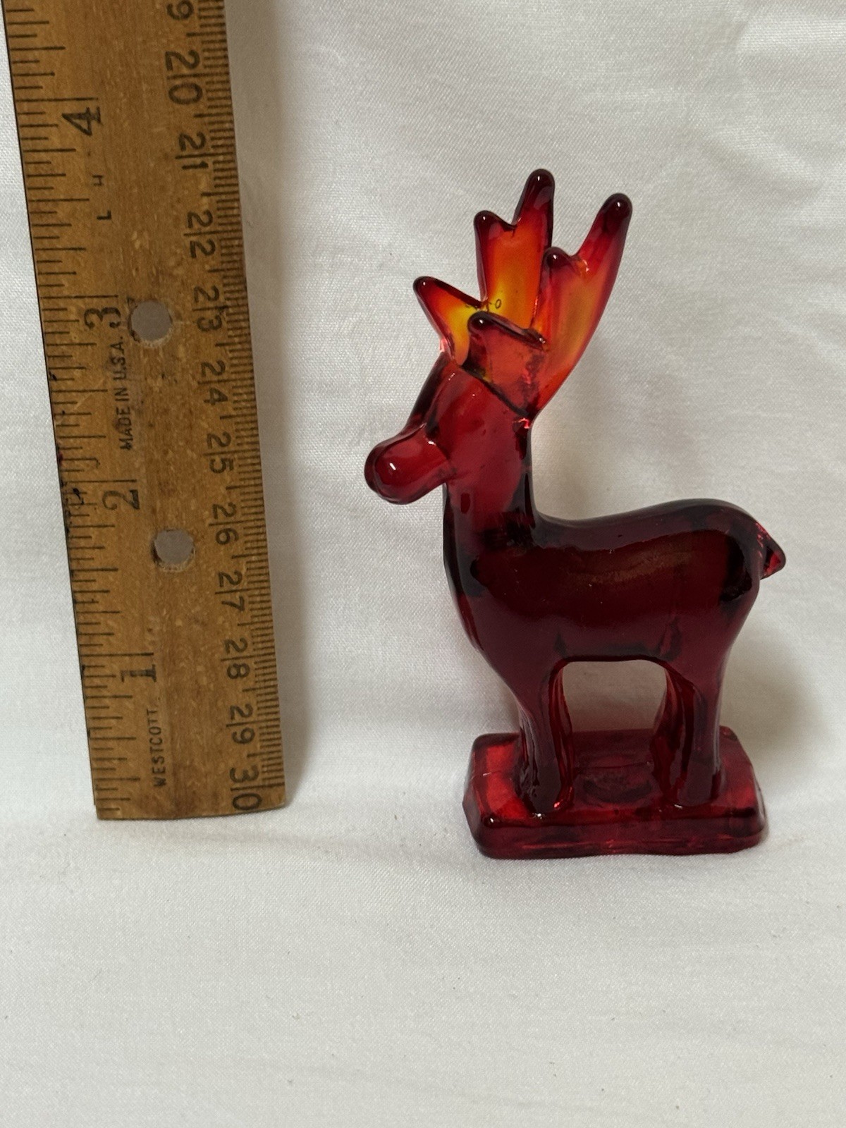 Mosser Glass Red Mini Christmas Reindeer Deer Figurine Made In USA!