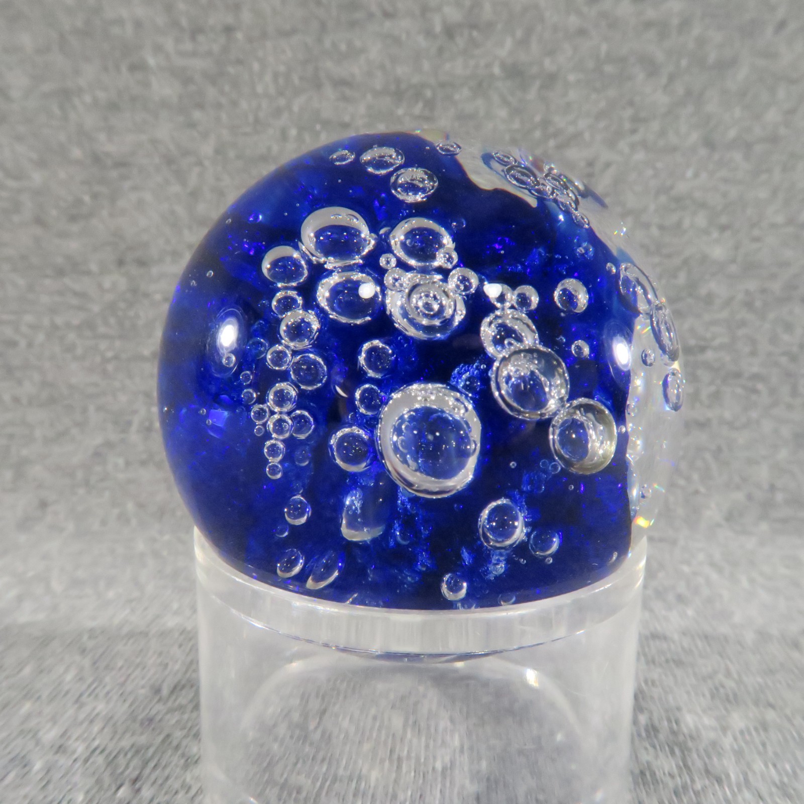California Glass Studio Marble Orb Cobalt Blue Controlled Bubble Ocean Tide 1996