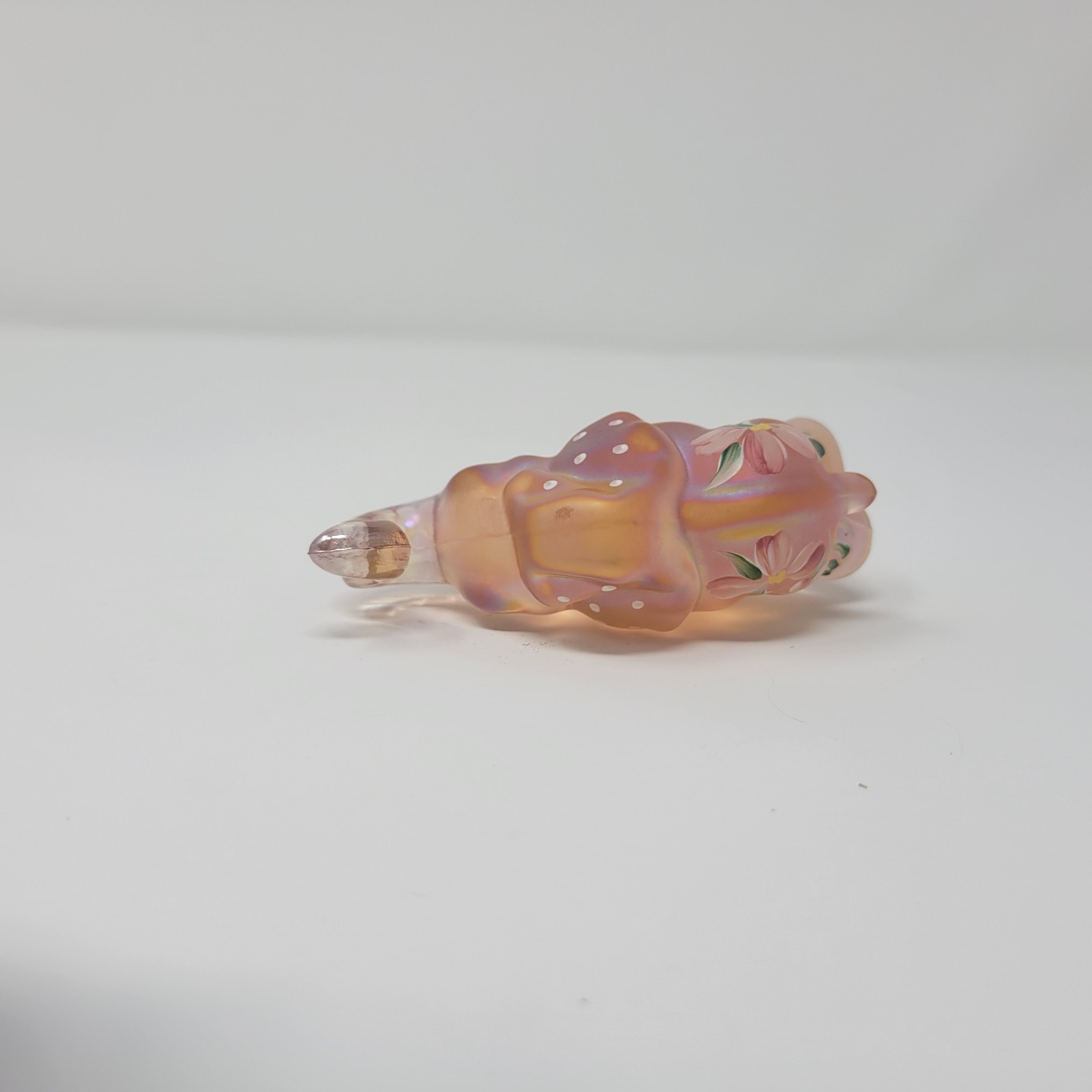 Vintage Fenton 4″ Little Peach Iridescent Elephant Purple Hand Painted Rare