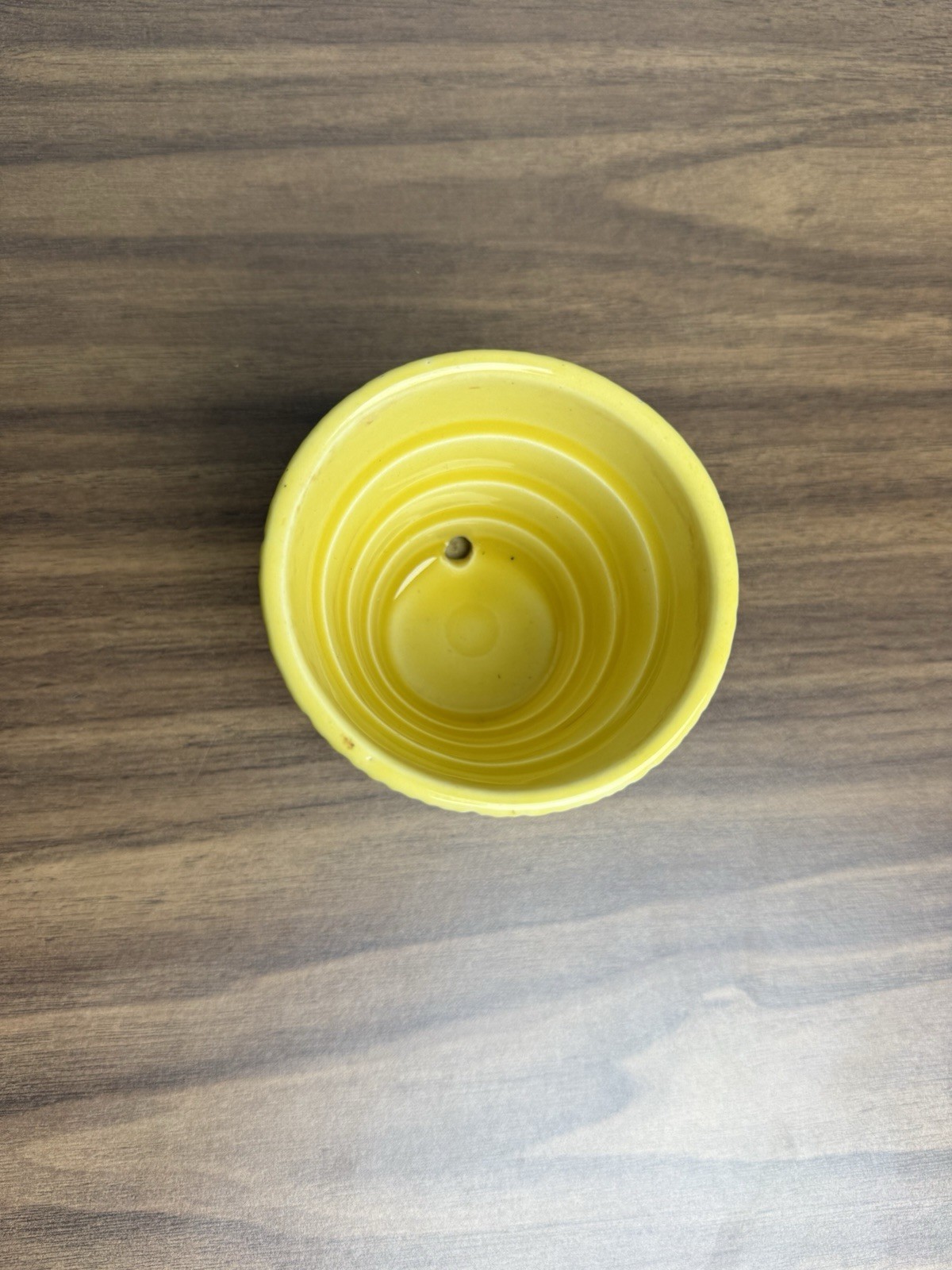Vintage McCoy Pottery Yellow Basketweave 3″ Flower Pot w/ Attached Saucer
