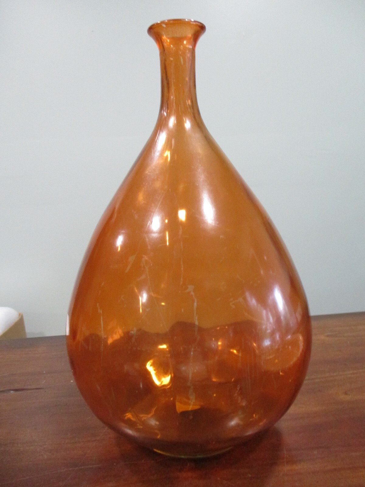 Vitrocolor made in Spain recycled glassware orange 15” hand blown glass vase