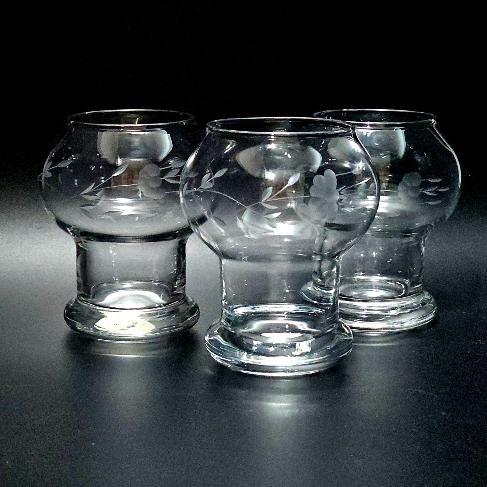 3 Princess House Heritage Candleholder vase 3.75″ vtg Votive crystal etched