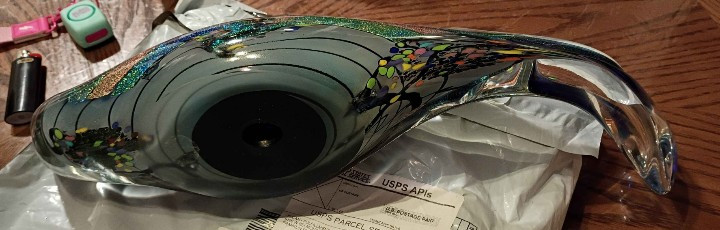 Gorgeous Huge 17″ x 8″ Signed Karg 2013 Dichroic Art Glass Fish Sculpture