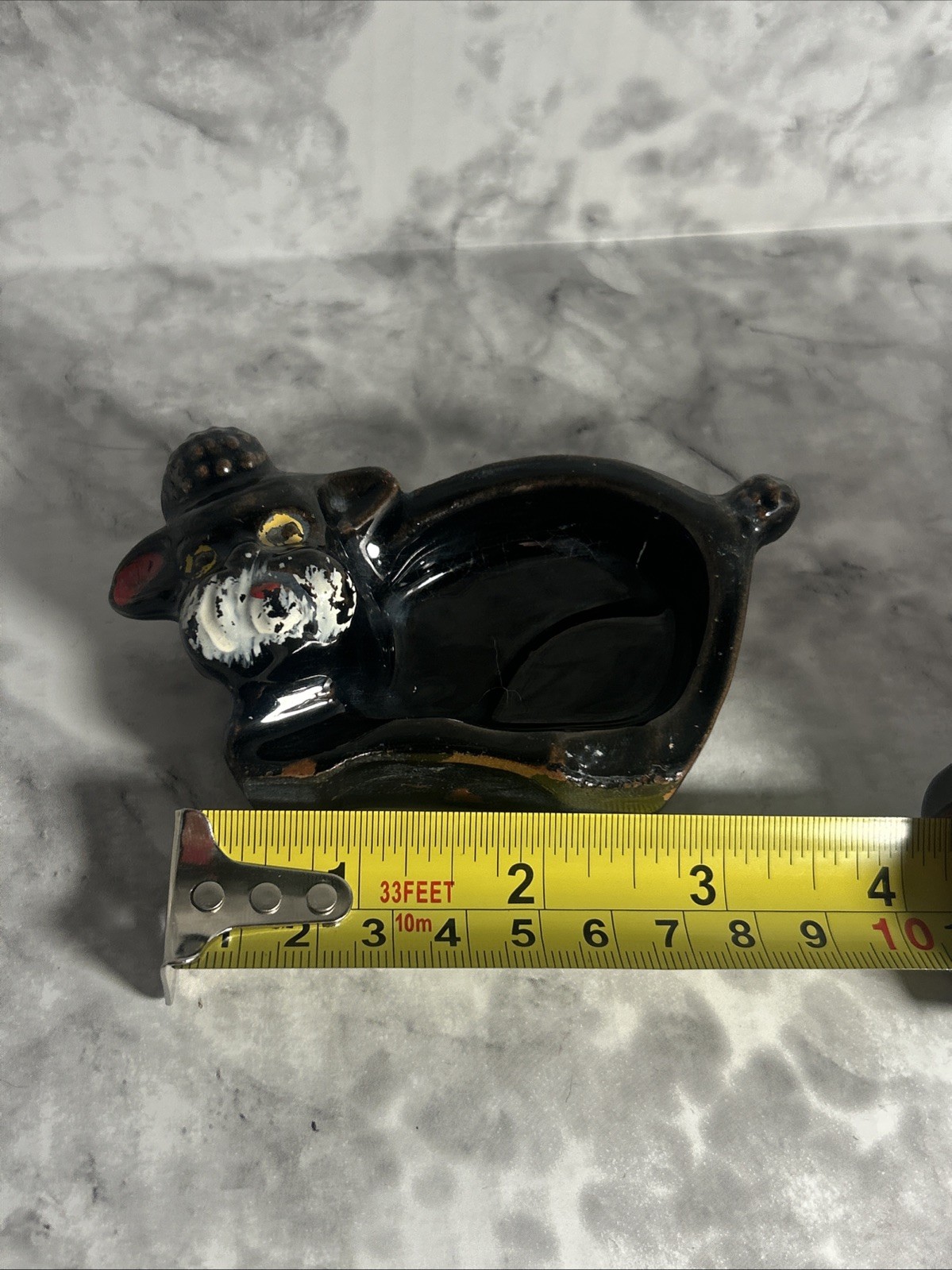 Vintage Poodle Dog Ceramic Ashtray Japan Redware Mid Century Modern Kitsch A12