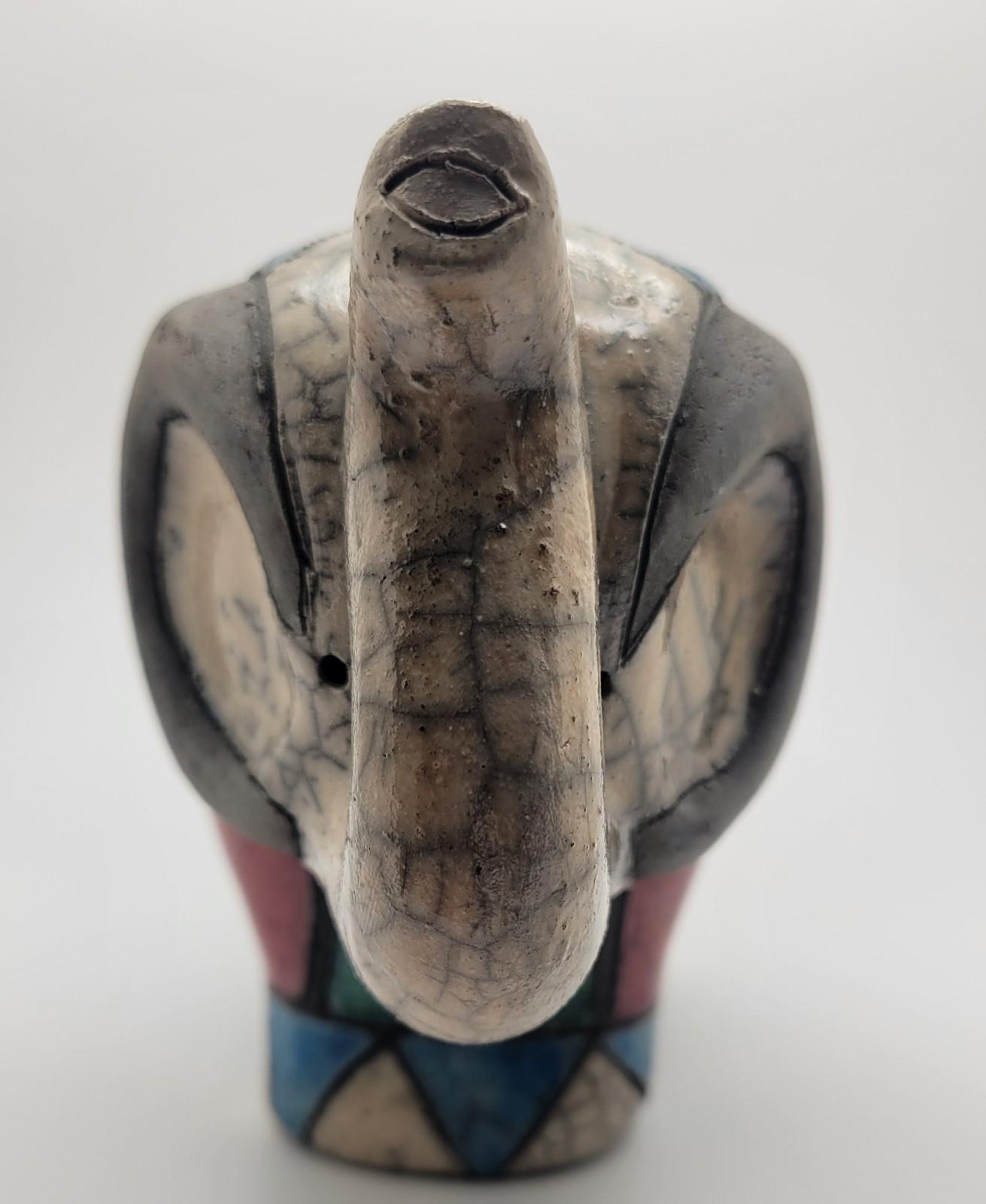 Raku Pottery Elephant Hand Crafted South Africa Colorful Ceramic Decor