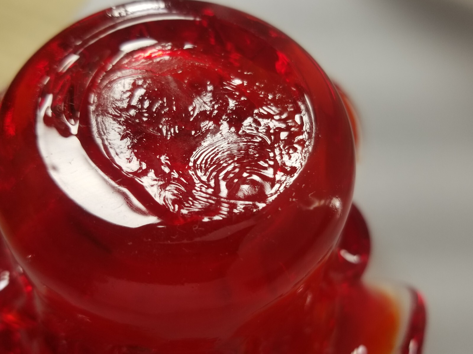 Art Glass * Pedestal Flower Tall Ashtray/Bowl Red * Cased glassroom * 4″ 070