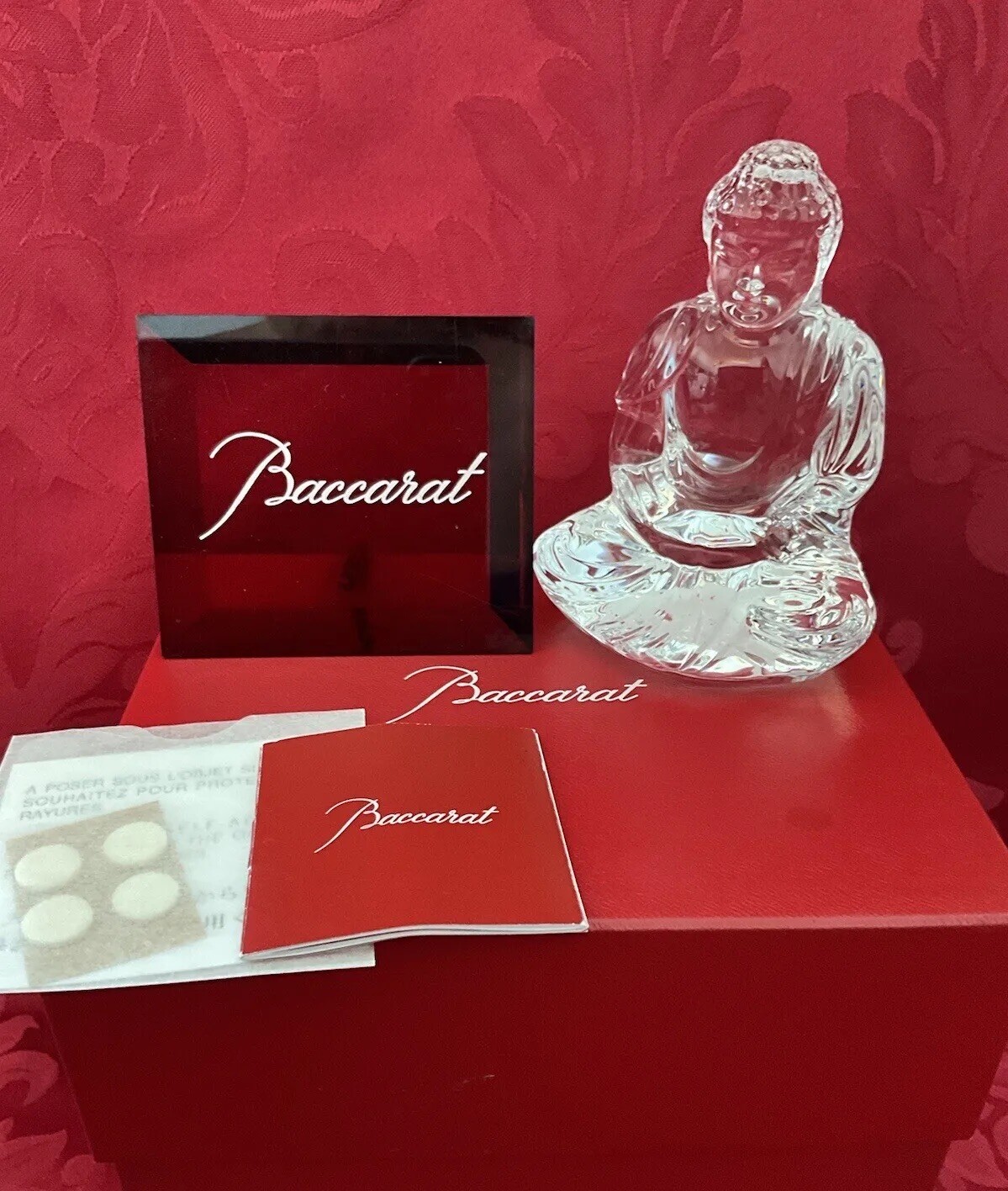 NIB NWT FLAWLESS Exceptional BACCARAT France Art Glass Crystal BUDDHA Figurine