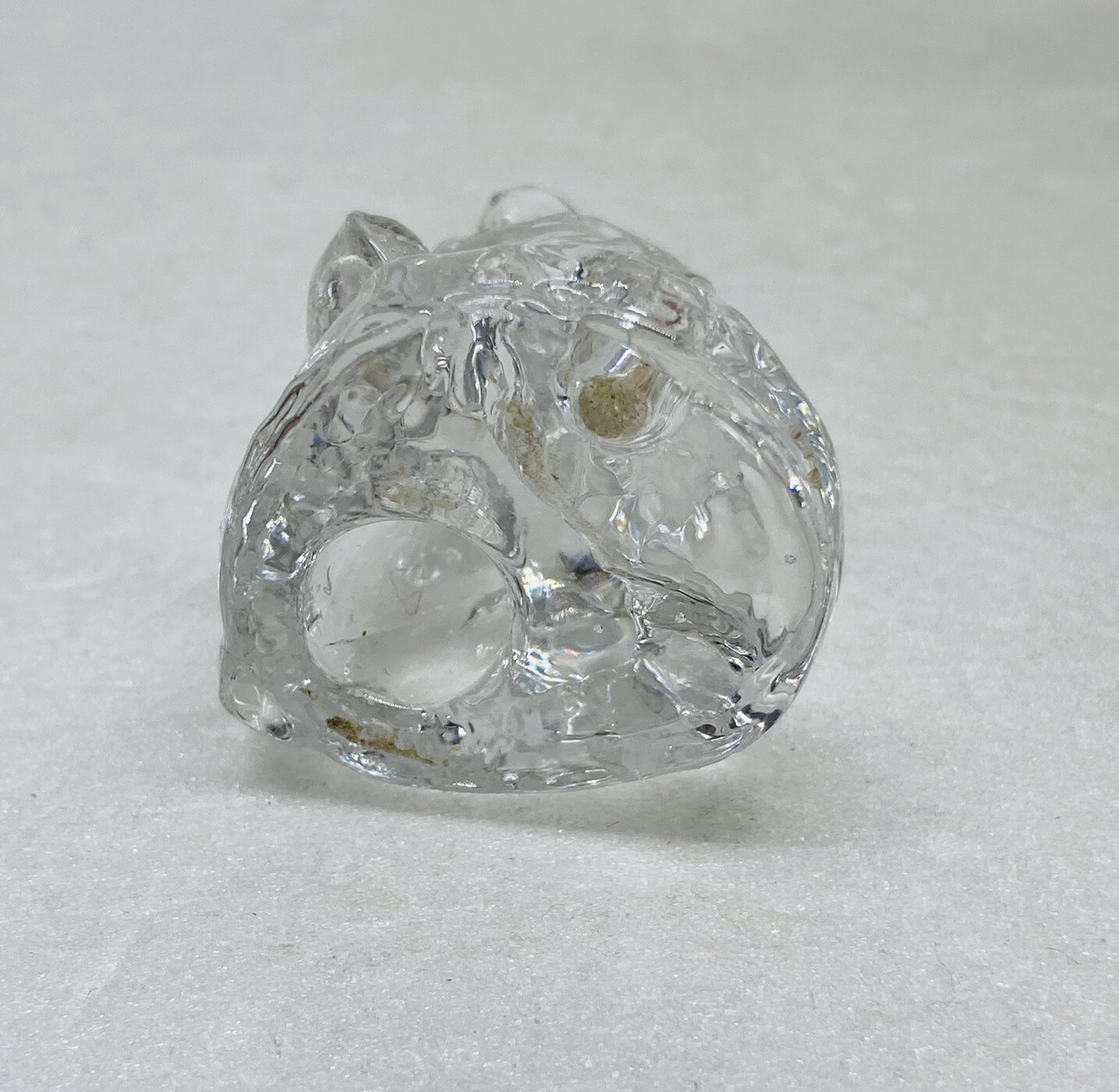 Vintage Crystal Glass Teddy Bear Candle Holder Mini 1.75” Unique Art Decor 3