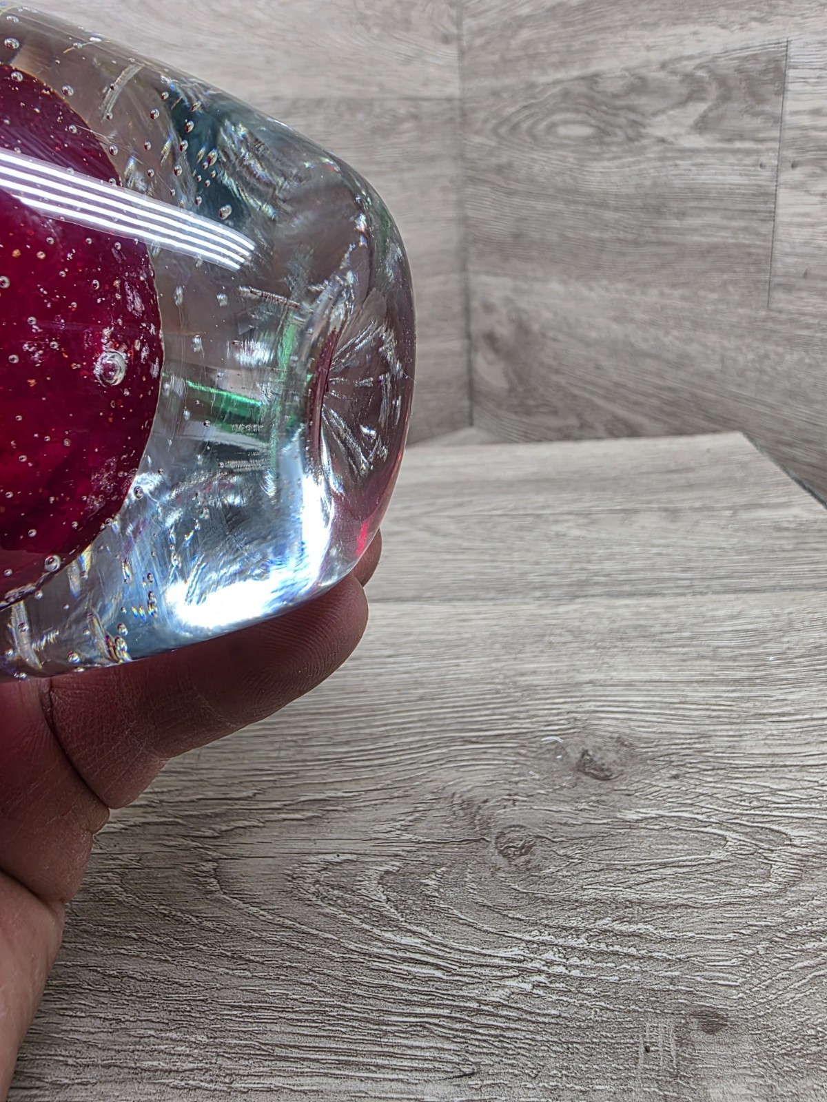 Apple Art Glass Paperweight Controlled Bubbles & The Glass Eye MSH 1986 Apple
