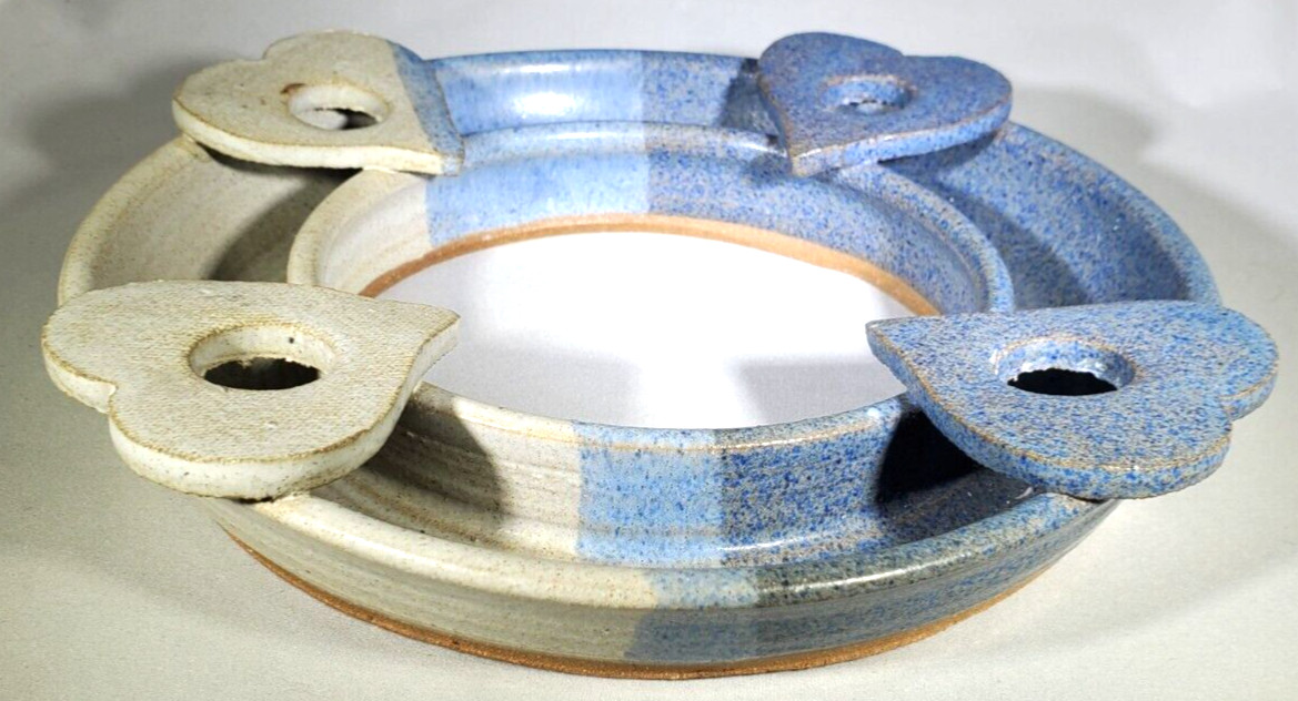 Pottery Pansy Ring with Heart Candle Stick Holders