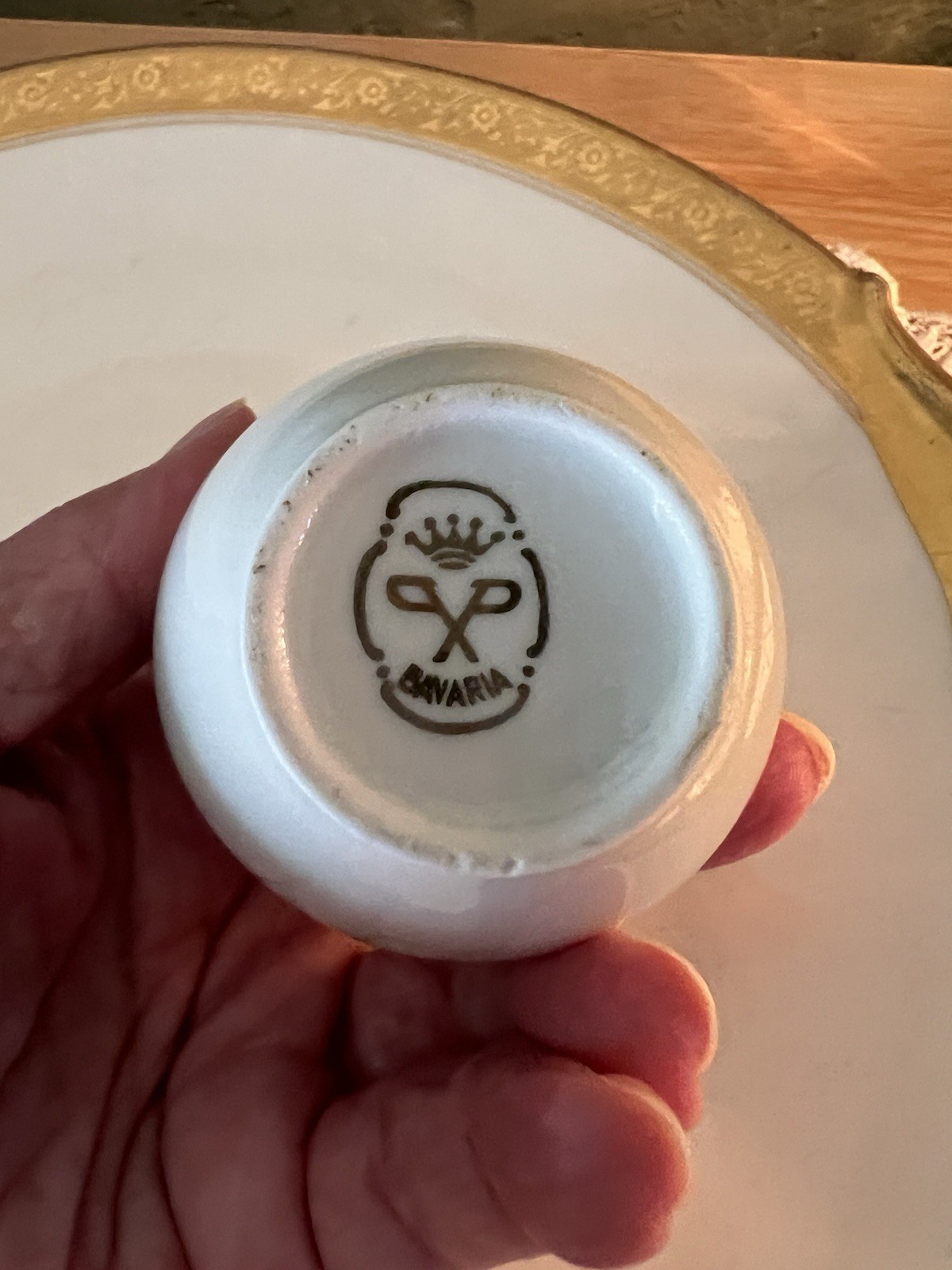 Vintage Bavaria Porcelain Miniature Vase Crailsheim Germany Gold Trim