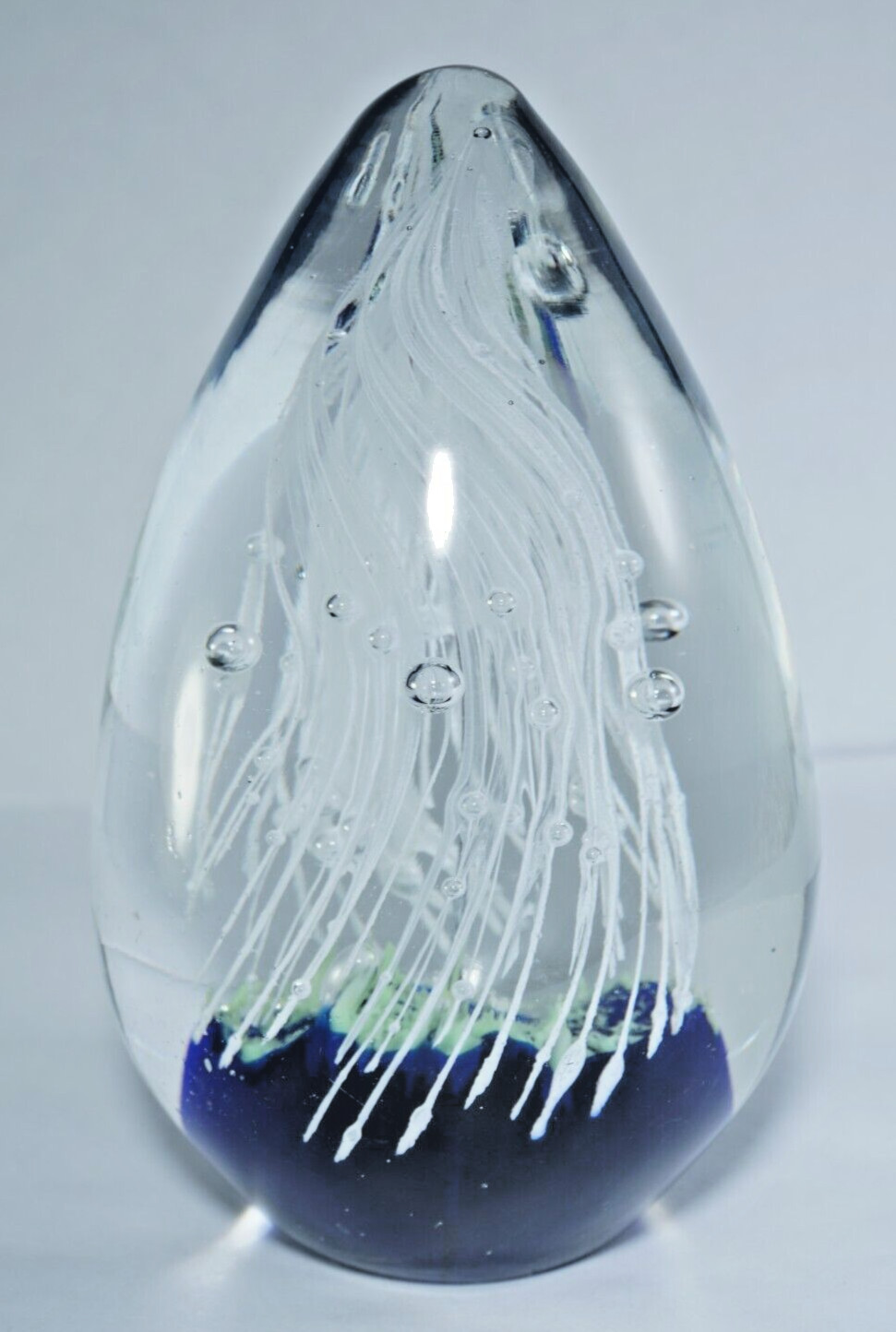 Hand Blown Art Glass Jellyfish Paperweight 4.5″ Tall Seascape MINT!