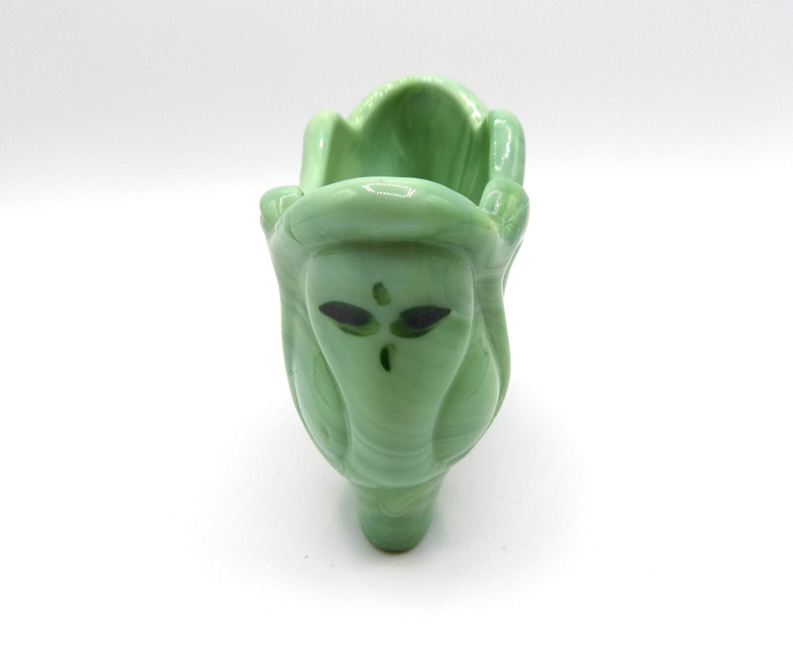 Vintage FENTON Jadeite Slag Glass Hand Painted Shoe Slipper by S MILLER