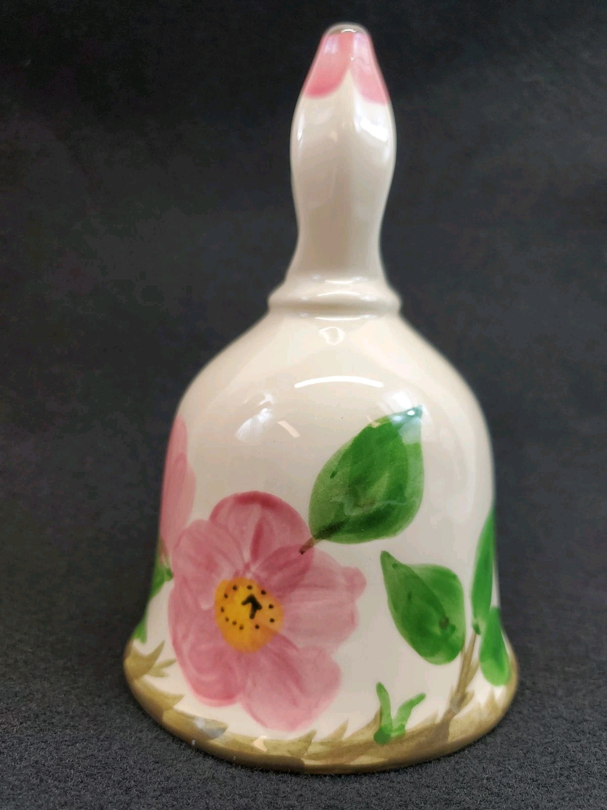 VTG Franciscan Desert Rose Porc. Dinner Bell Stamped Flying F 6” Granny Cottage