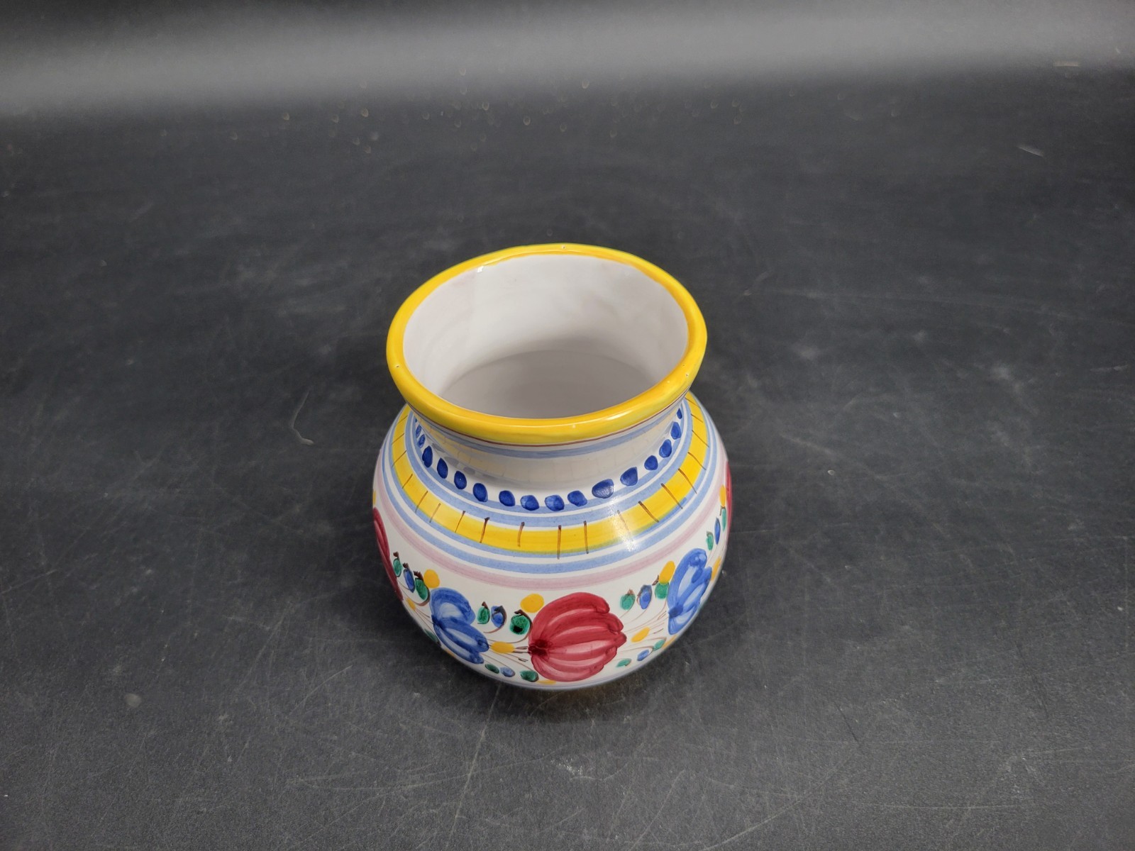 Small Handmade Floral Pottery Vase 4.5 Inches Tall Signed By the Artist