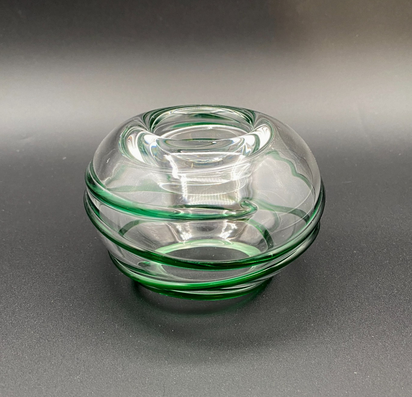 Royal Limited Crystal Green Swirl Glass Candle Tealight Holder Poland Votive