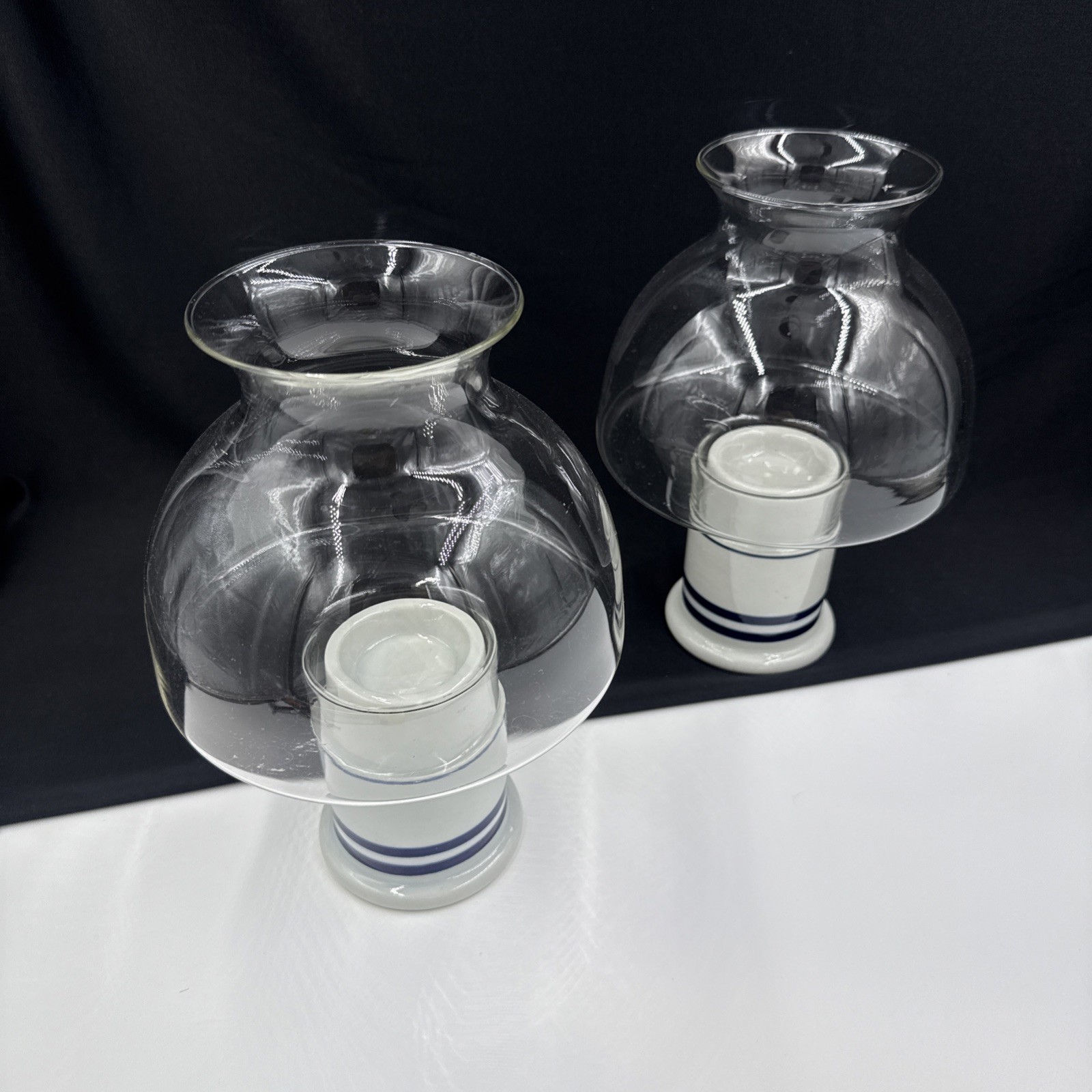 Vintage Dansk Christianshavn Blue (1) Hurricane Lamps Japan •PRISTINE•