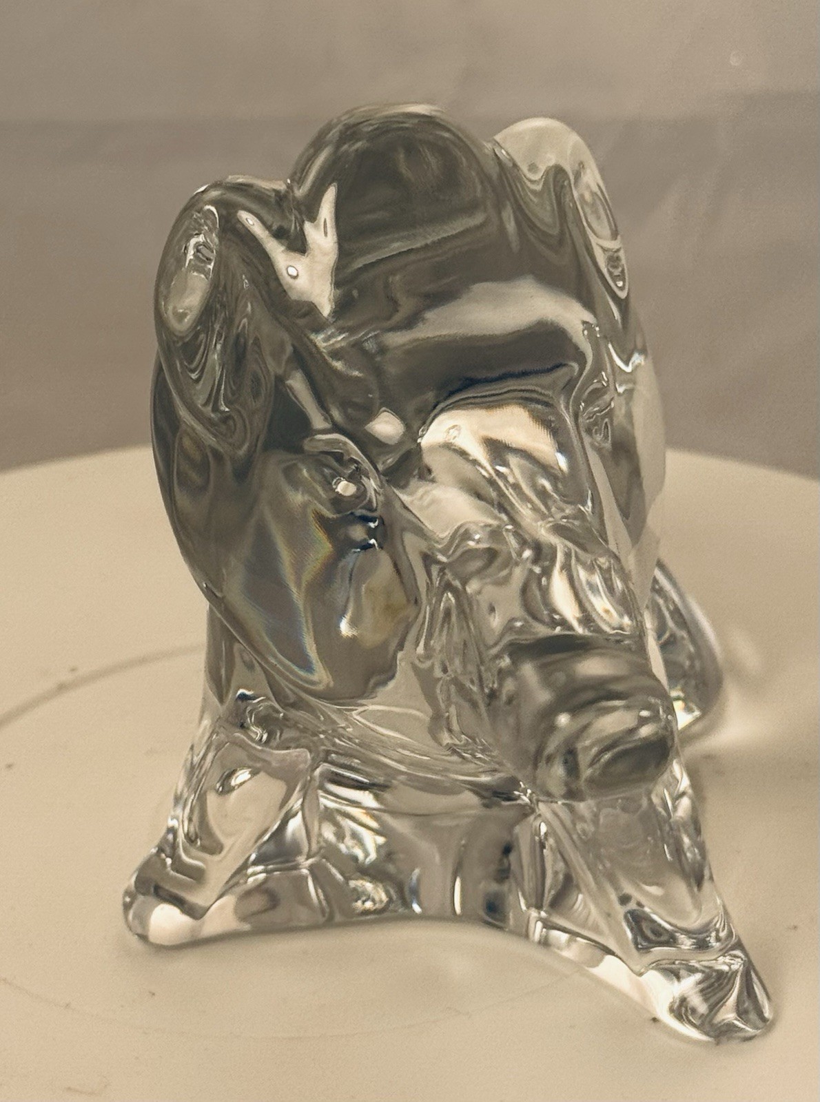 Baccarat France Crystal Glass Wild Boar Hog Pig Figurine Table Sculpture