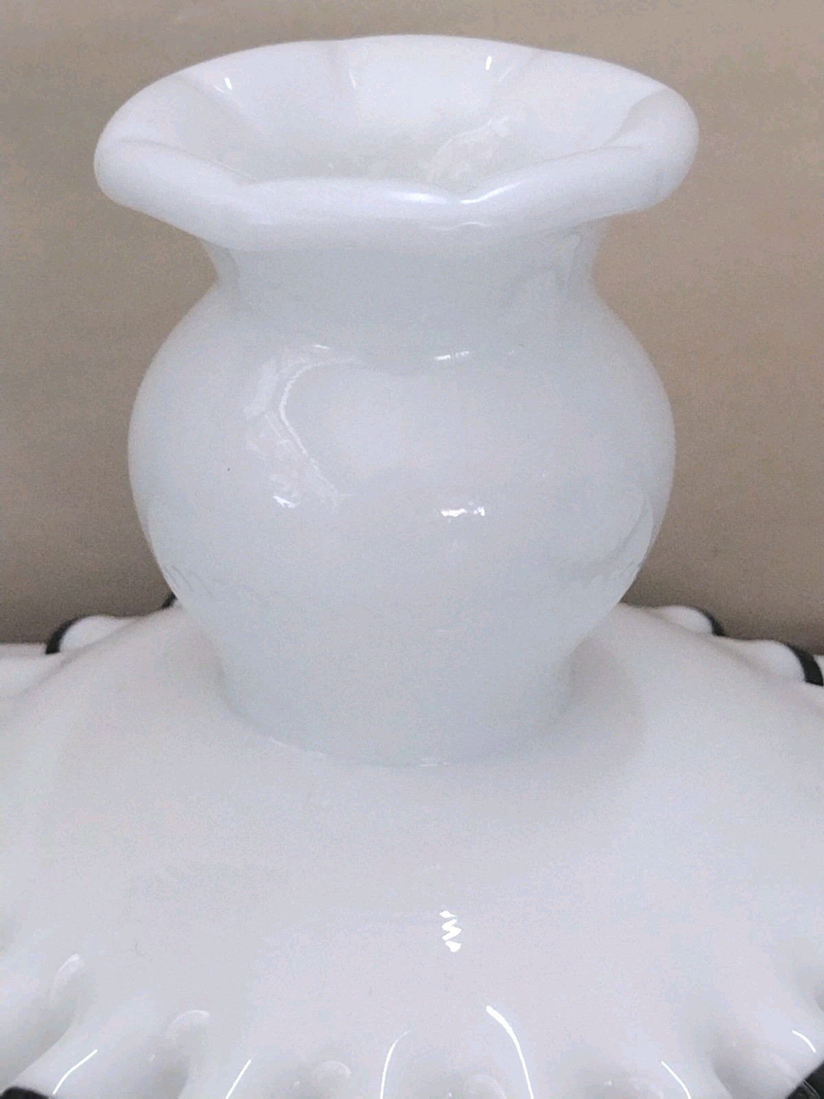 HTF Pair Fenton Ebony Black Crest On White Candle Holders Perfect