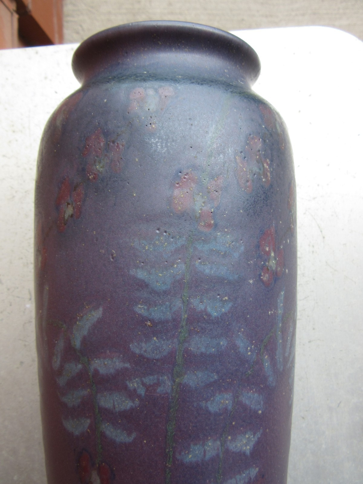 Rookwood Matte Purple 12 1/2″ Red Floral Vase 1921 Louise Abel