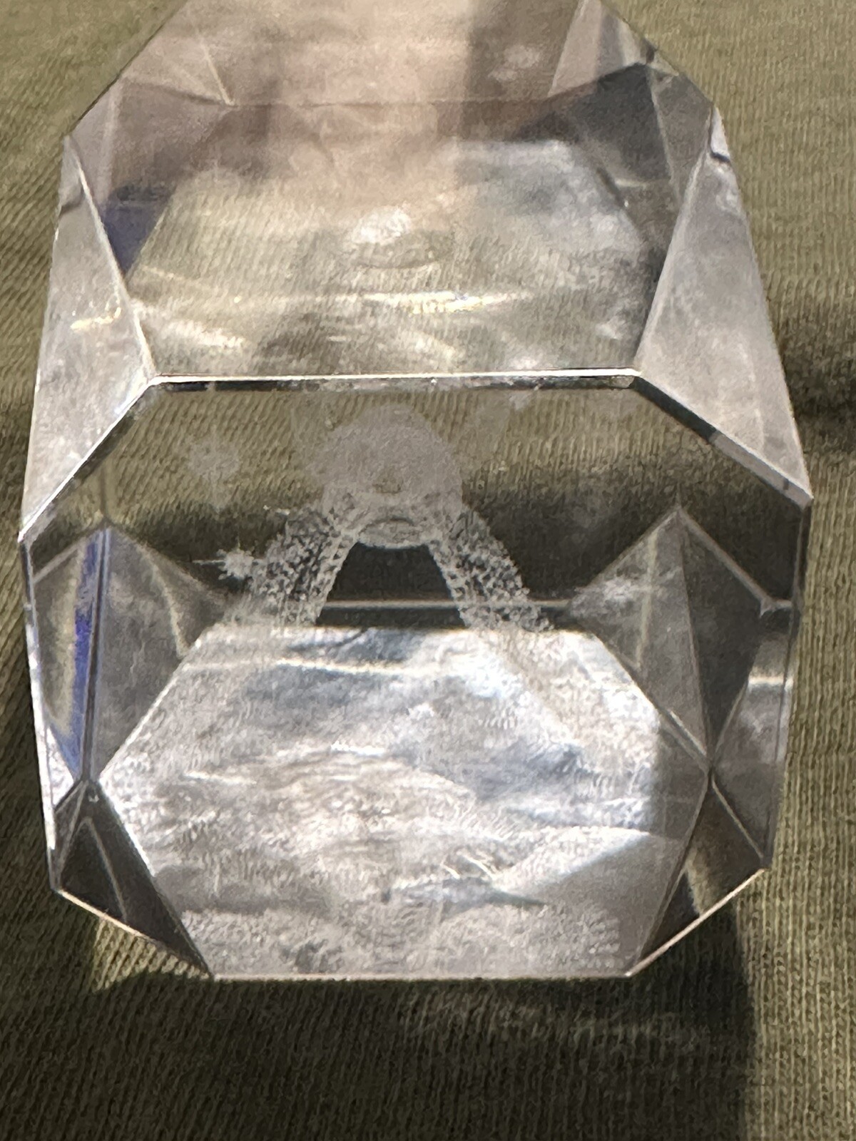 Laser Etched Glass Baby Angel Winged Cherub Paperweight Glass – 3.25 inches tall