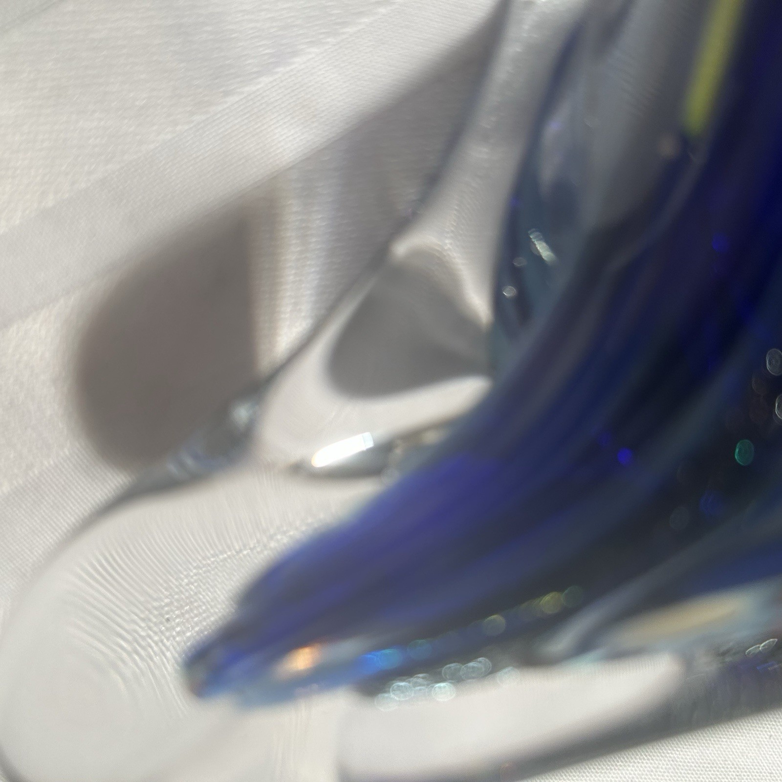 Blue Clear Star-Shaped Hand Blown Art Glass Paperweight Decorative Glossy