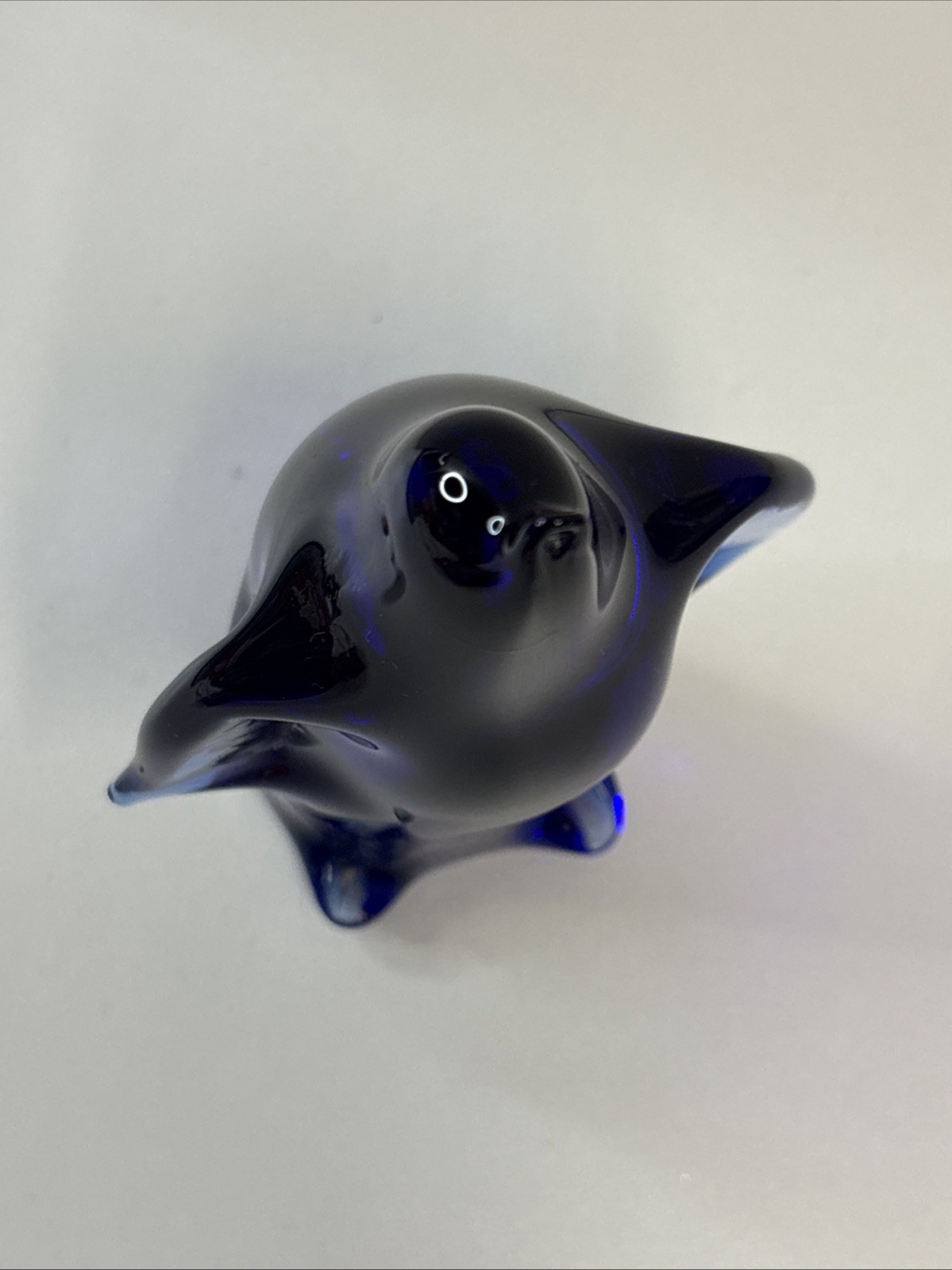 Vintage Handmade Hand Blown Glass Penguin Figurine Cobalt Blue