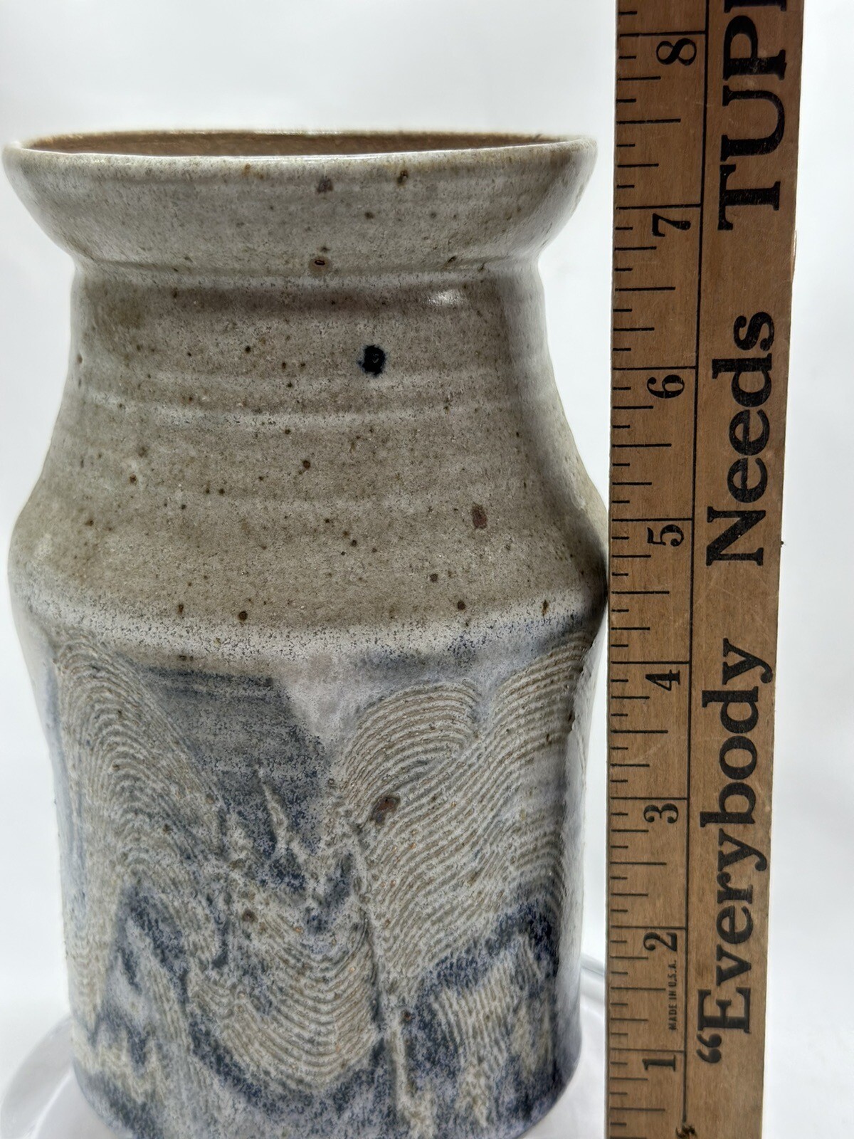 Art Pottery Signed Abstract Design Multi Color Glaze Vase Vessel Stunning