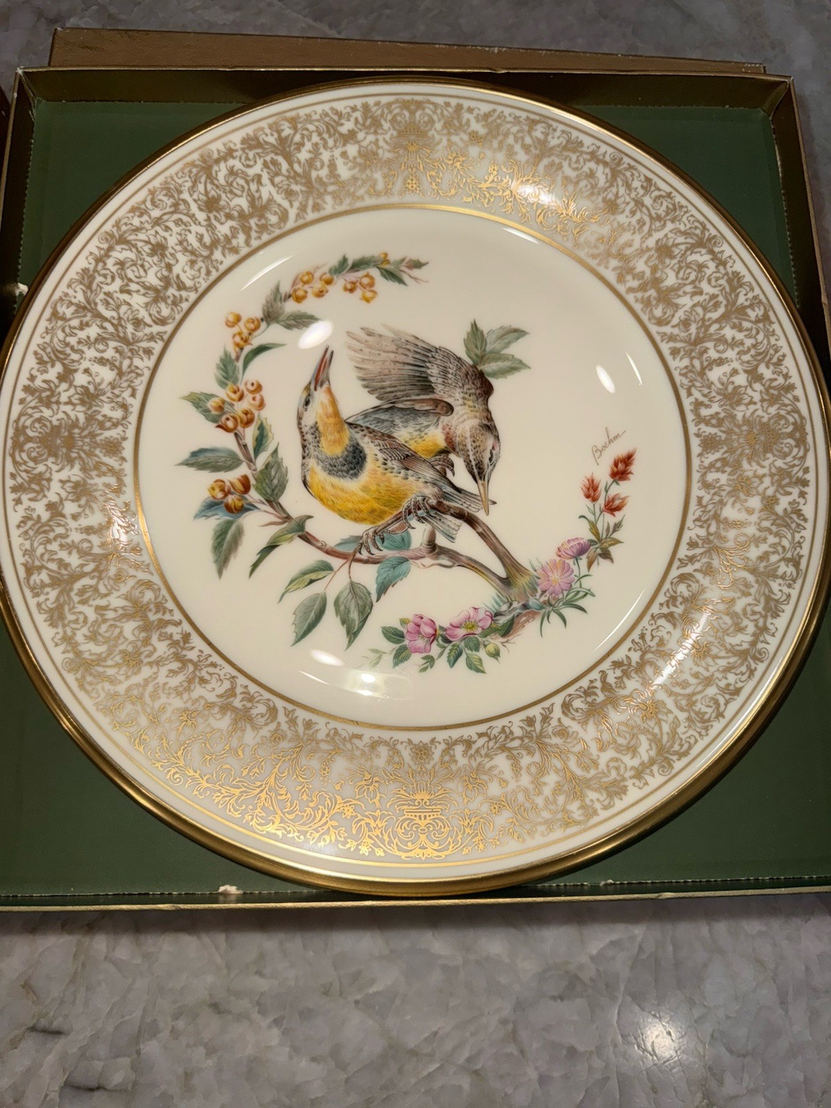 Lenox Boehm Birds Limited Edition 24K Gold complete set of 8 Plates 1974