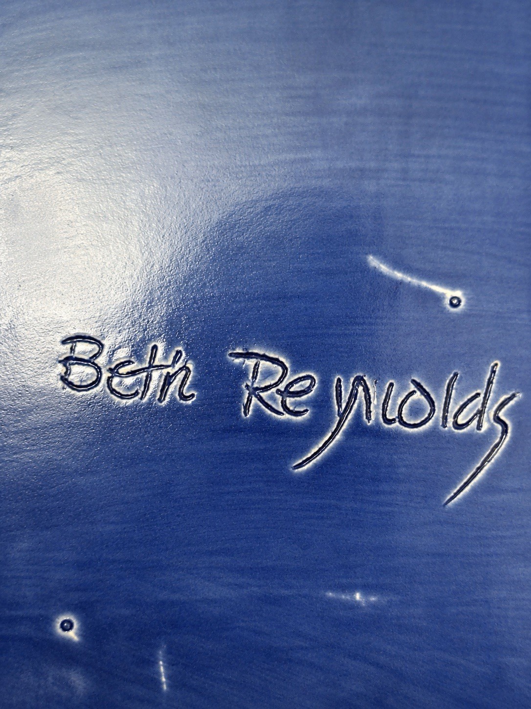 Beth Reynolds Handmade Ceramic Fish Platter Signed Large 16″ Yellow Blue