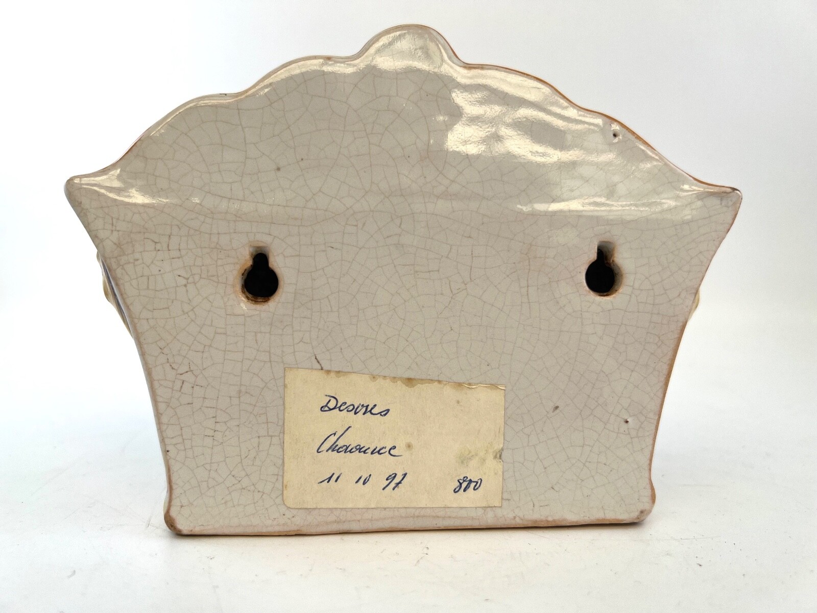 Desvres Earthenware Applique Bouquet Box – Floral Decor & Lion Handles – 19th…