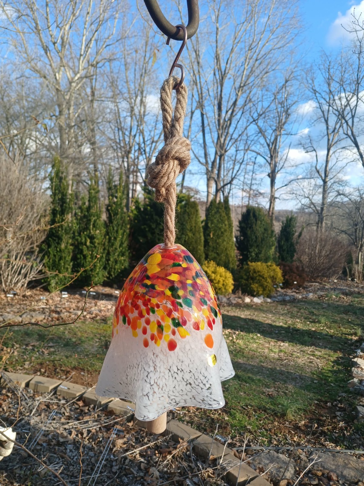 Wind Chime Hand-Blown Art Glass In/Outdoor Hanging